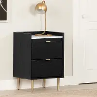 13536 Hype Black and Faux Carrara Marble 2-Drawer Nightstand - South Shore