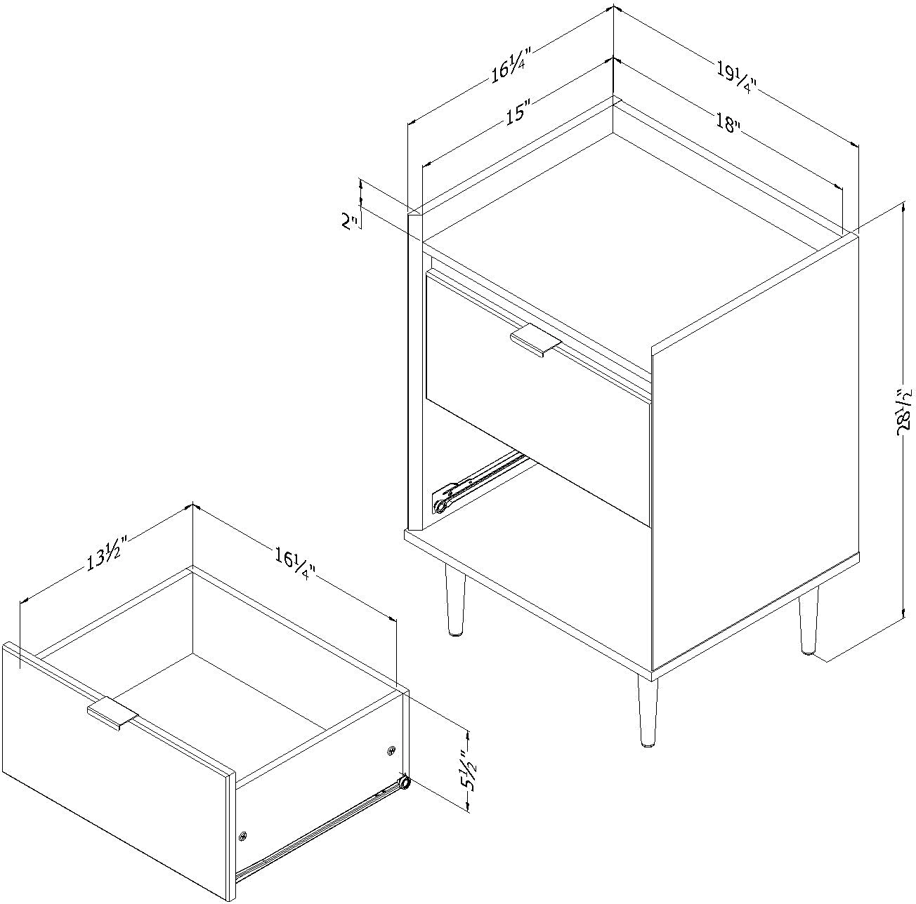 13536 Hype Black and Faux Carrara Marble 2-Drawer Nightstand - South Shore-8