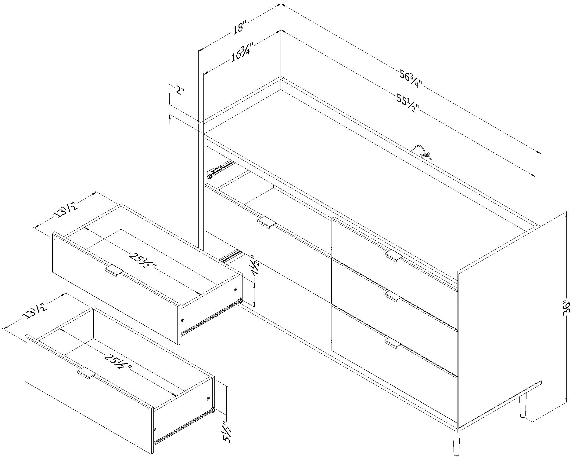 13537 Hype Black and Carrara Marble 6-Drawer Double Dresser - South Shore-8