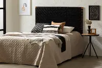 13749 Balka Matte Black Leather Queen Headboard - South Shore