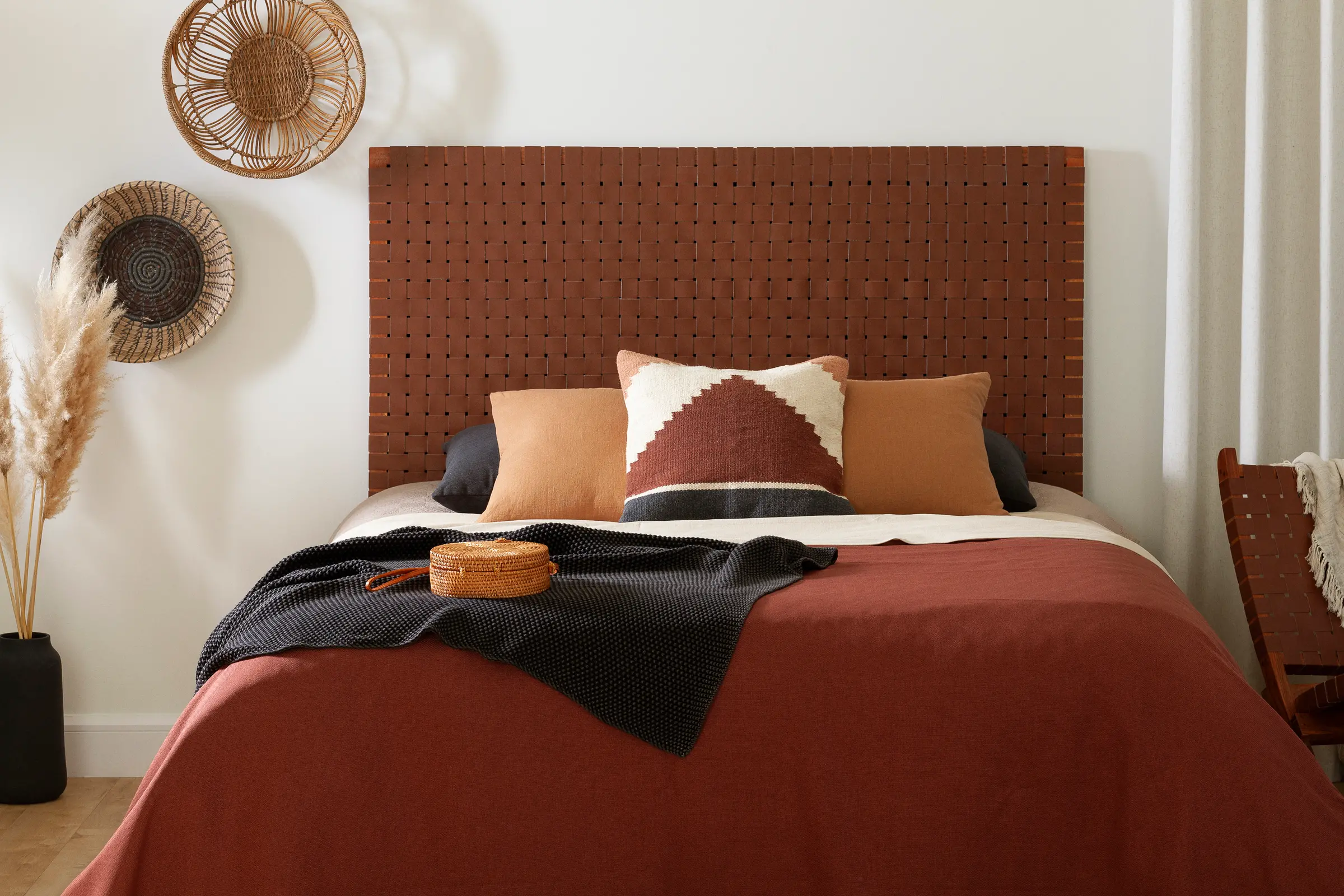 13750 Balka Brown Leather Queen Headboard - South Shore-2