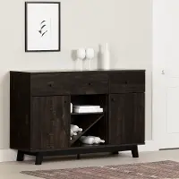 14129 Bellami Black Buffet with Wine Storage - South Shore