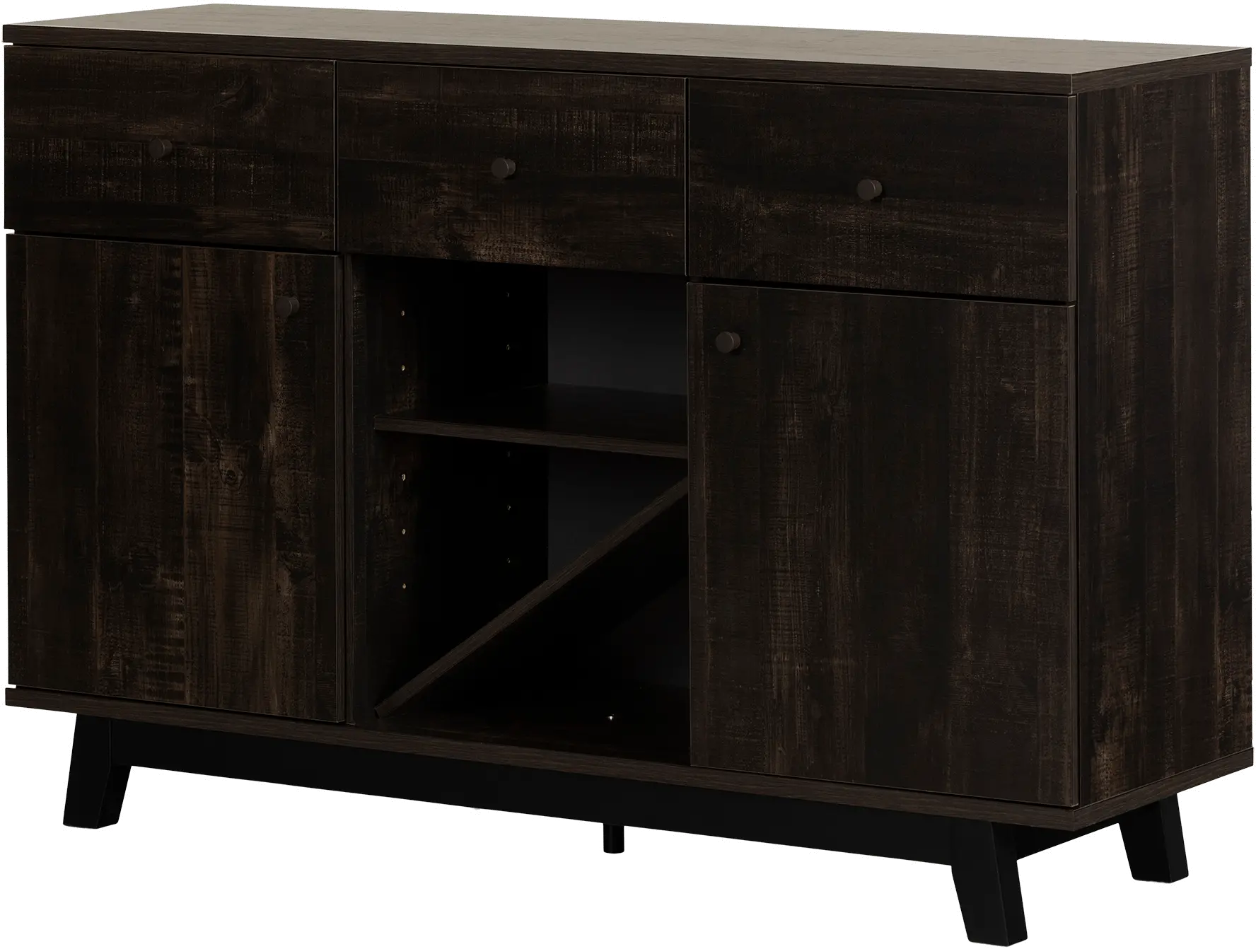 14129 Bellami Black Buffet with Wine Storage - South Shore-1
