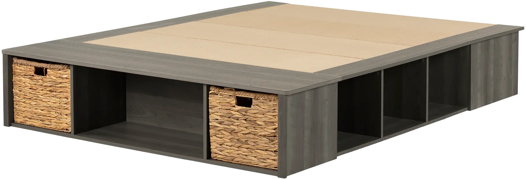 14323 Prairie Gray Queen Storage Bed with Baskets - South Shore-1