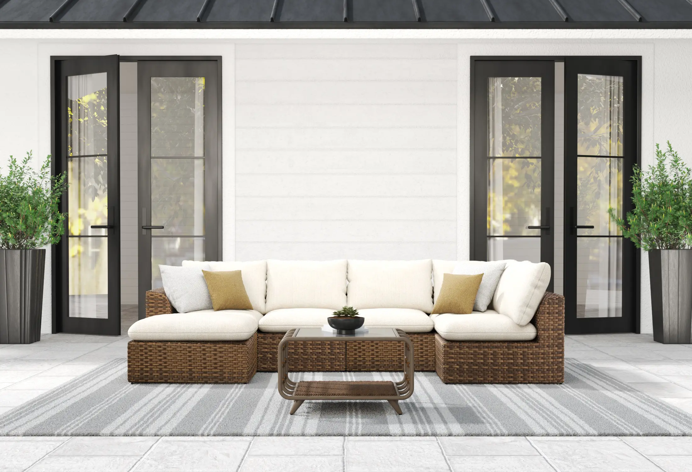 4PC/LAF/RAF/ACH/OTTO Drew & Jonathan Home Skyview 4 Piece Patio Sectional-2