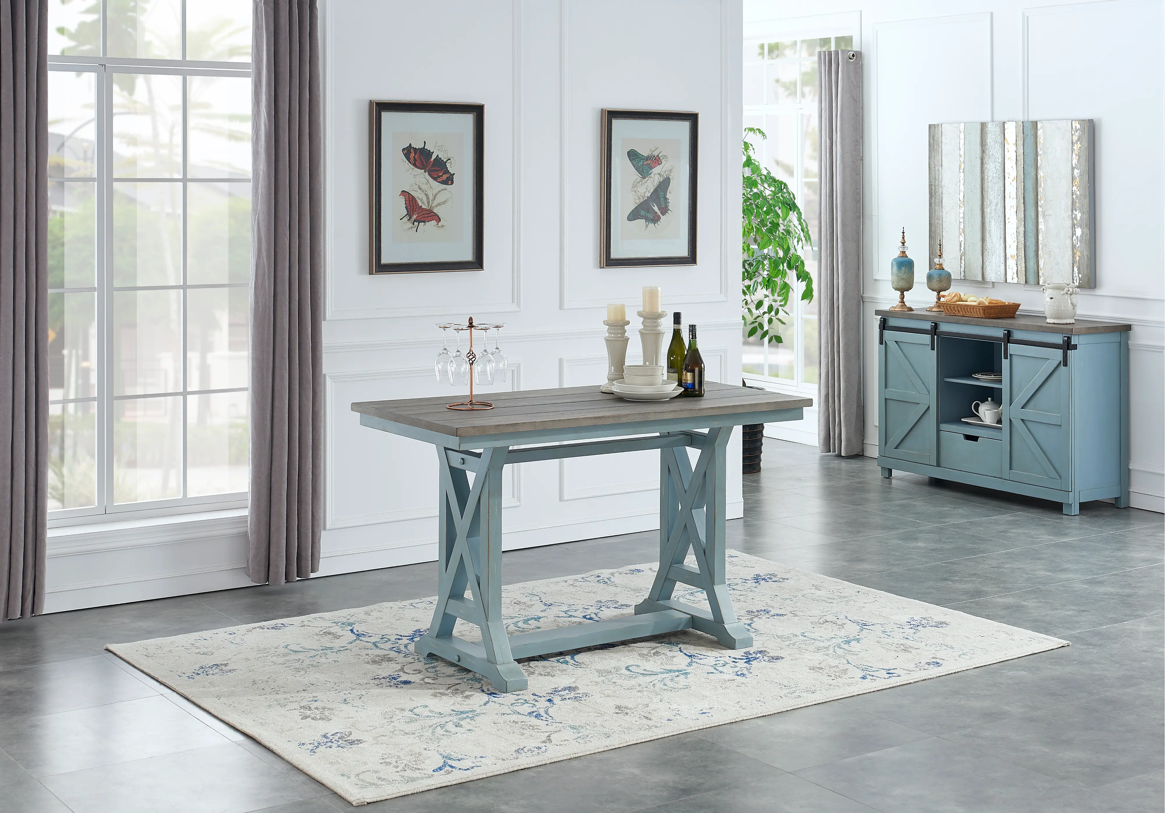 40299 Bar Harbor Blue Counter Height Dining Table-2