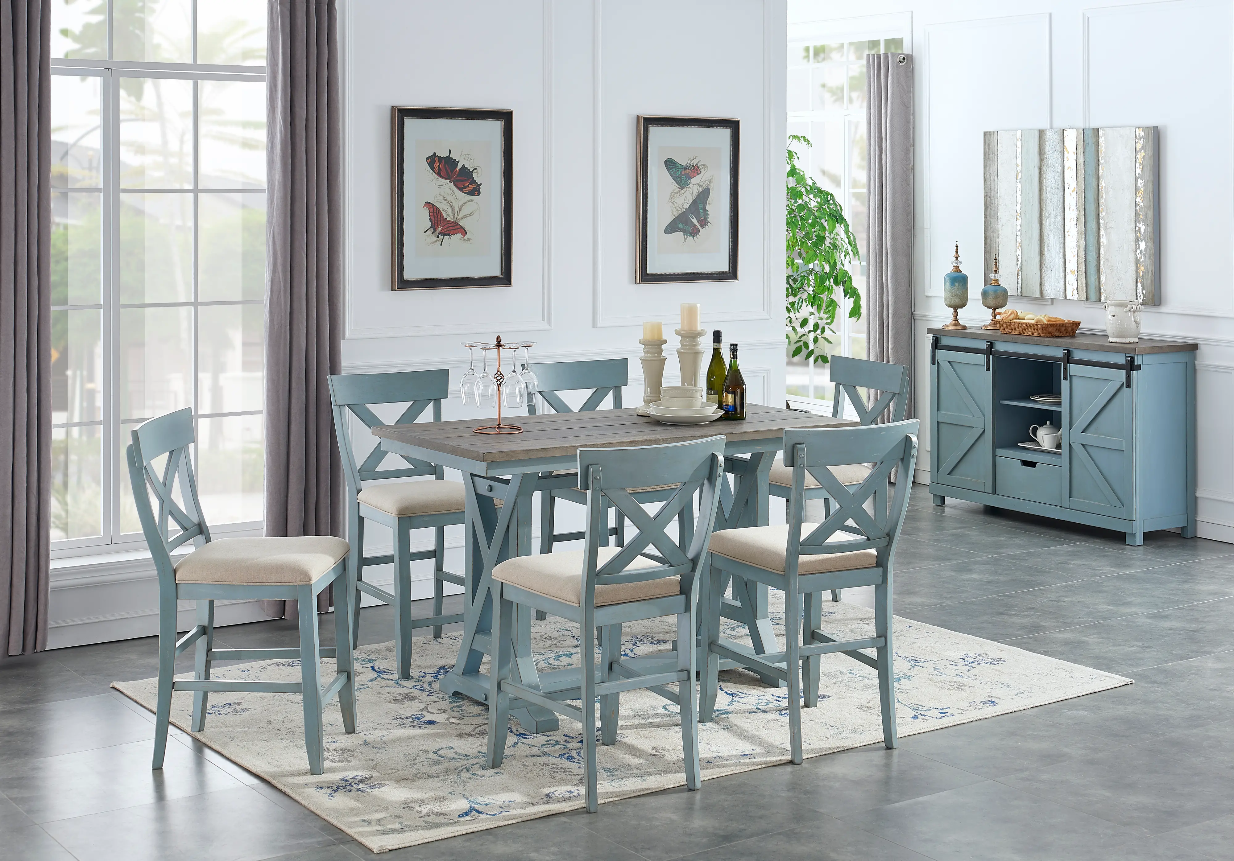 40299 Bar Harbor Blue Counter Height Dining Table-3