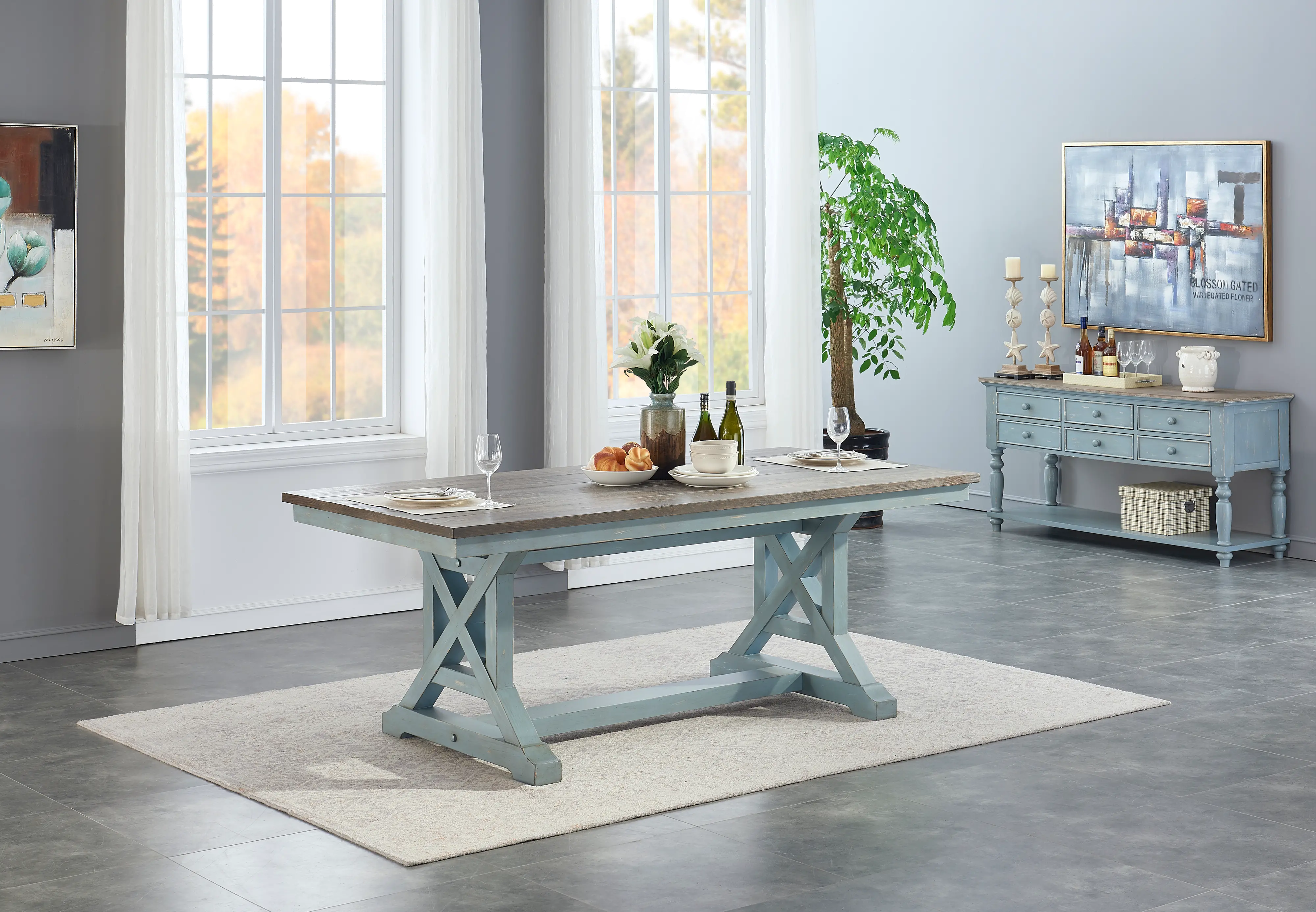 40301 Bar Harbor Blue Six Drawer Console Table-3