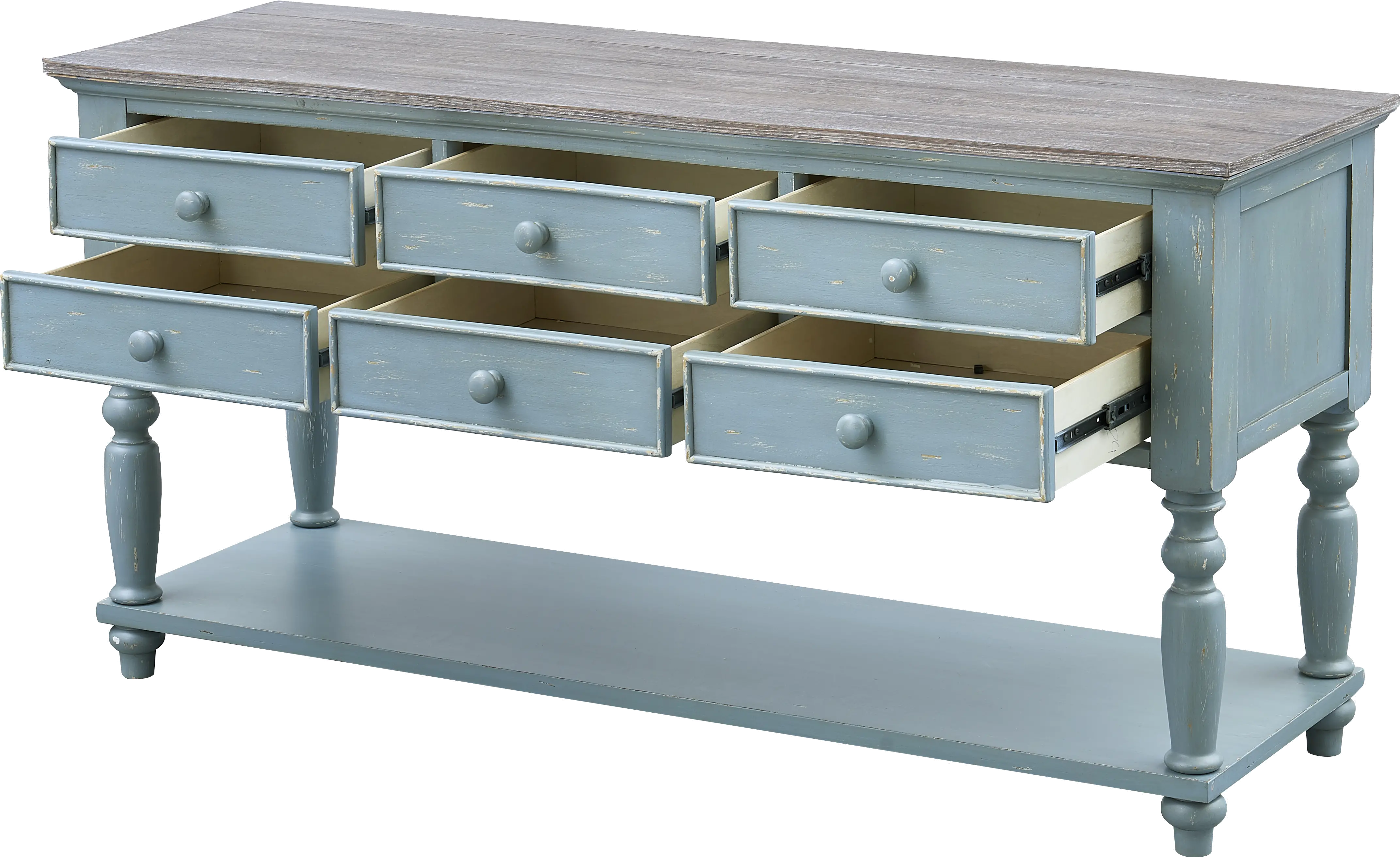 40301 Bar Harbor Blue Six Drawer Console Table-5