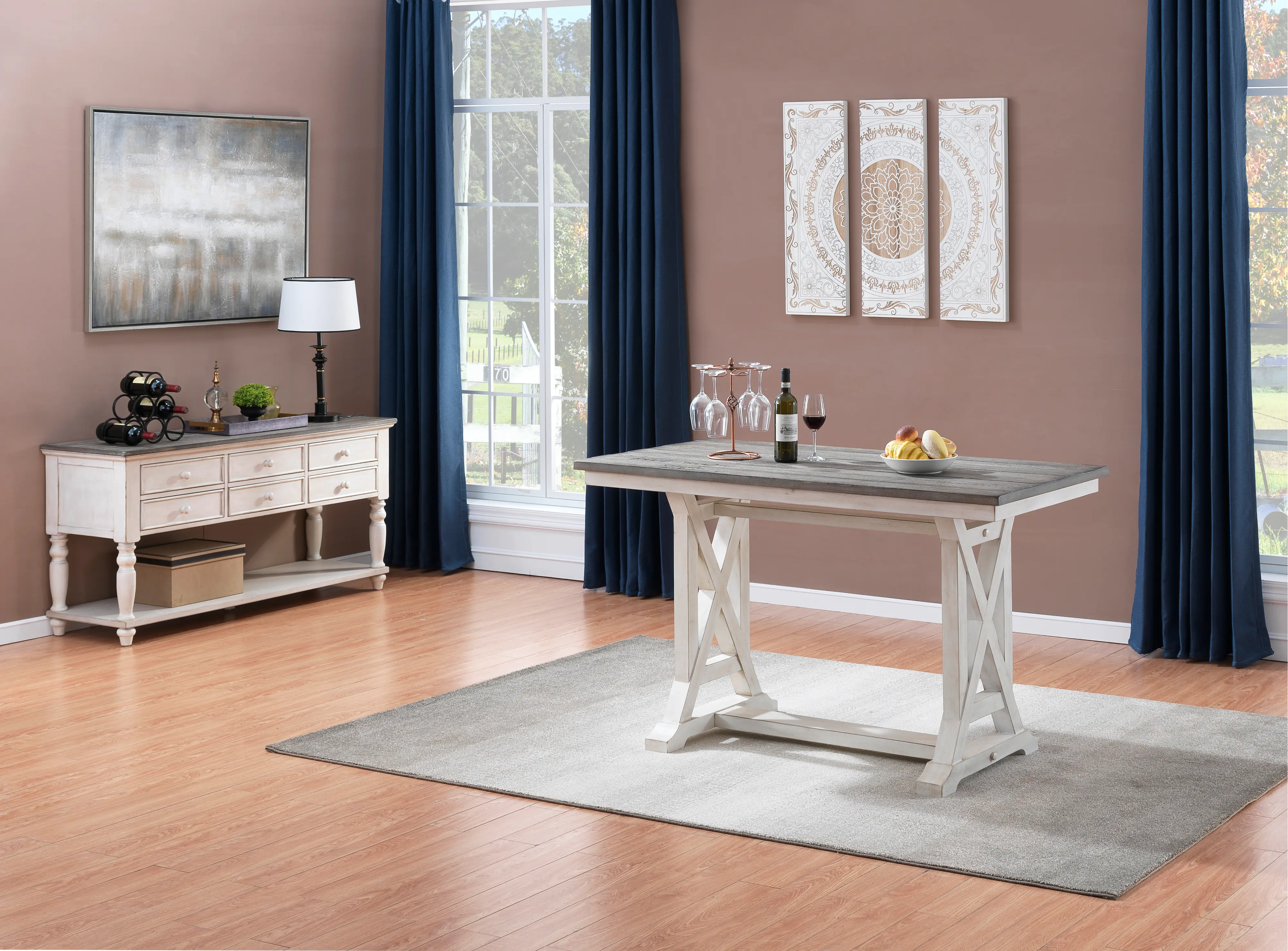 48106 Bar Harbor Cream Counter Height Dining Table-2