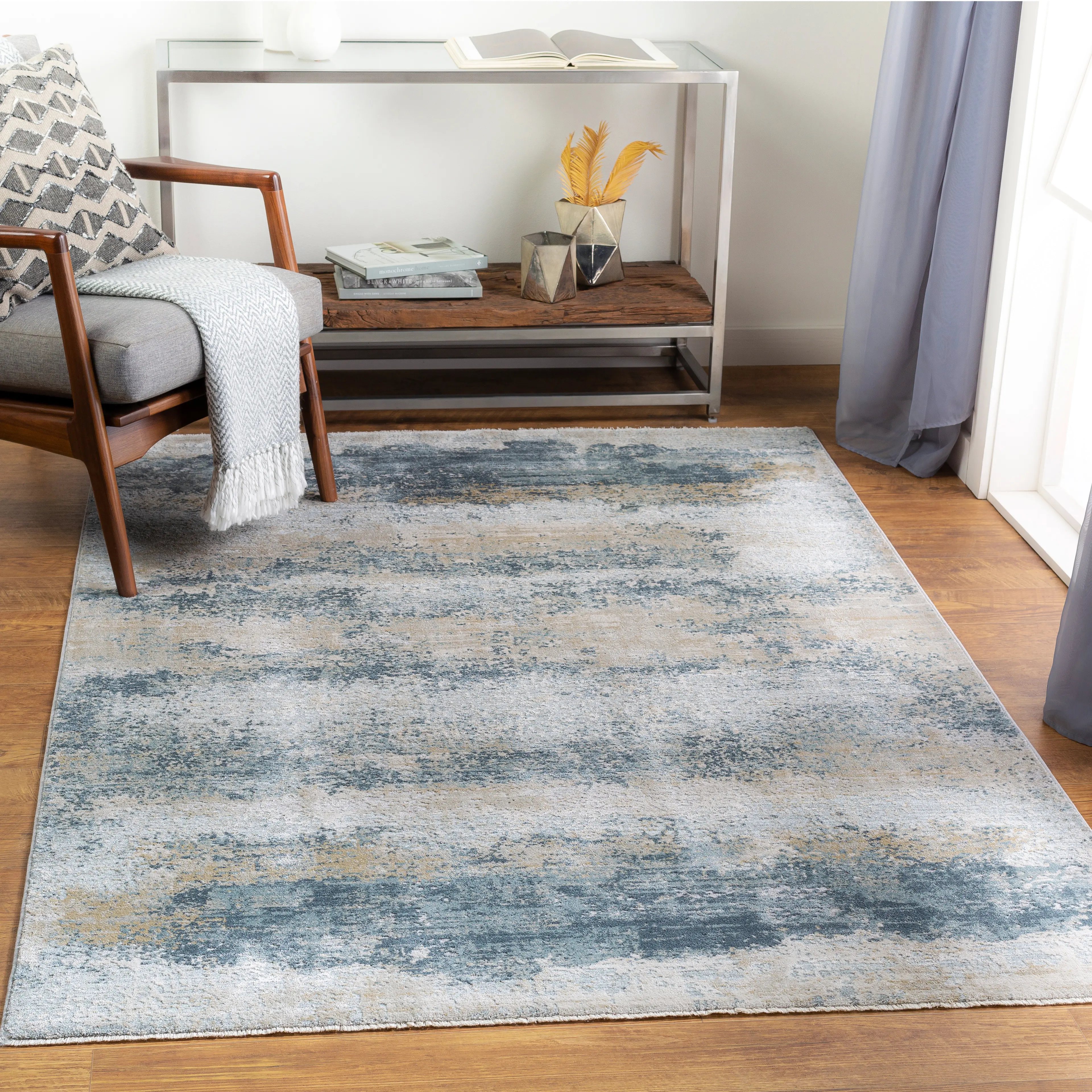 BWK-2304-575/5'X7'5 Brunswick 5 x 8 Pale Blue and Gray Area Rug-2