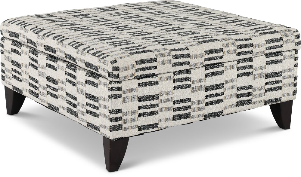 Laguna Off-White Striped Storage Ottoman