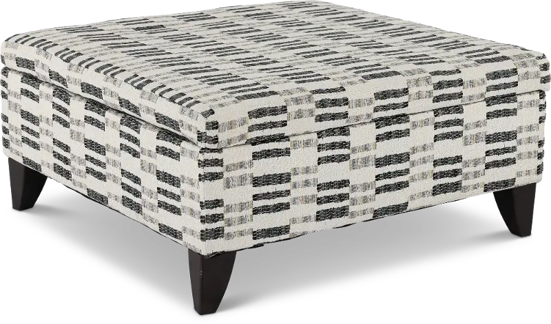 Laguna Off-White Striped Storage Ottoman