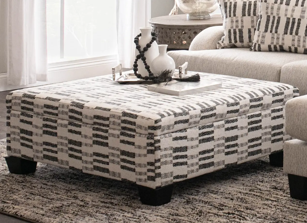 LAGUNA/OTTO/DOMINO Laguna Off-White Striped Storage Ottoman-1