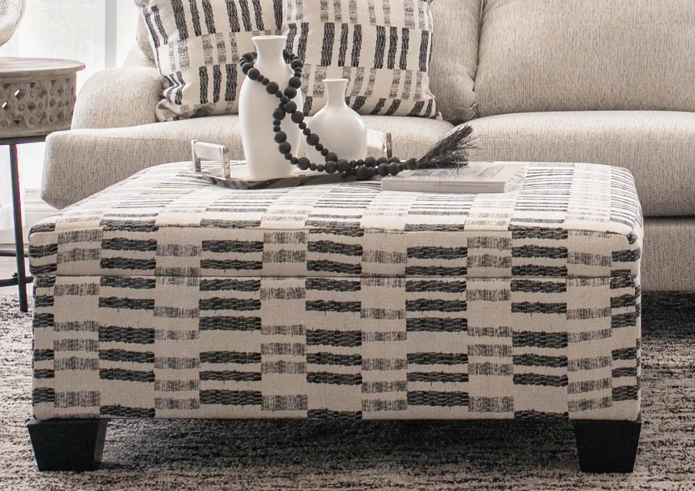 LAGUNA/OTTO/DOMINO Laguna Off-White Striped Storage Ottoman-7