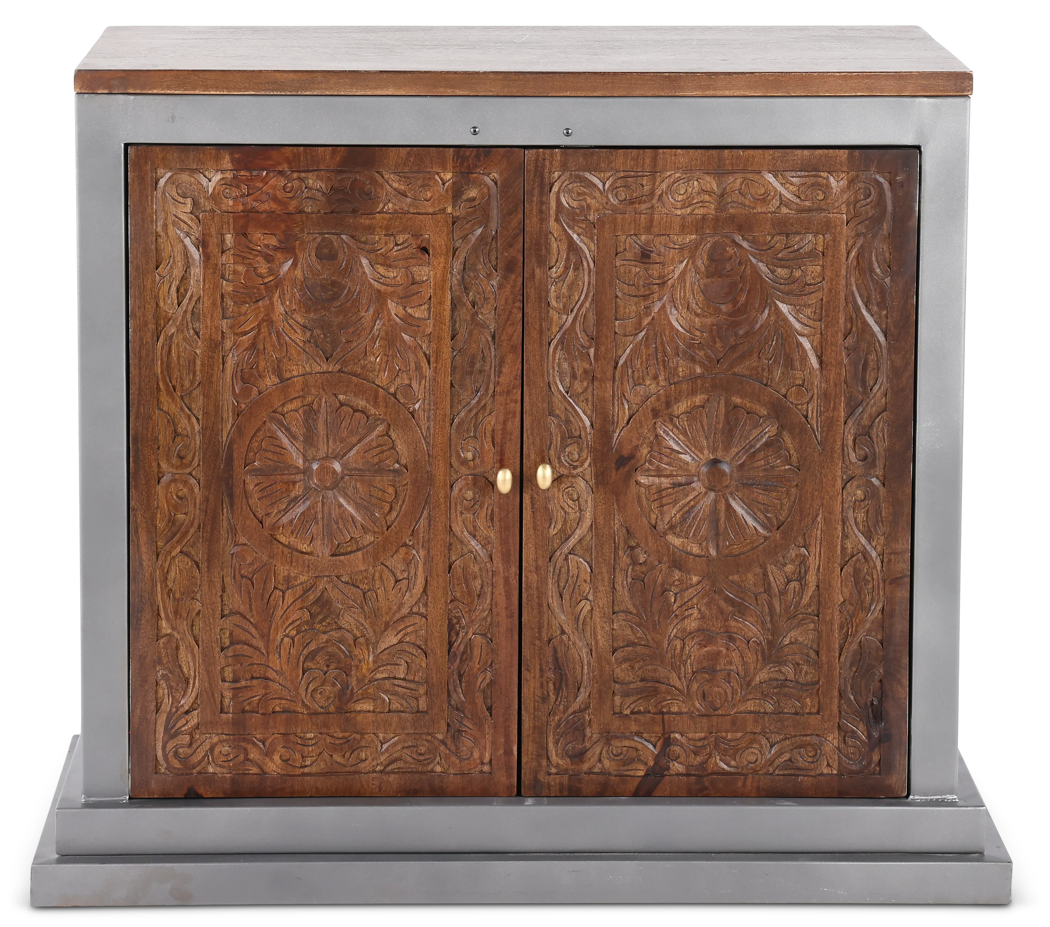 Jaxson Natural Wood and Metal 2-Door Cabinet-1