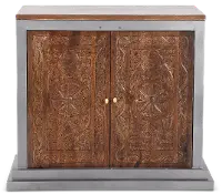 Jaxson Natural Wood and Metal 2-Door Cabinet