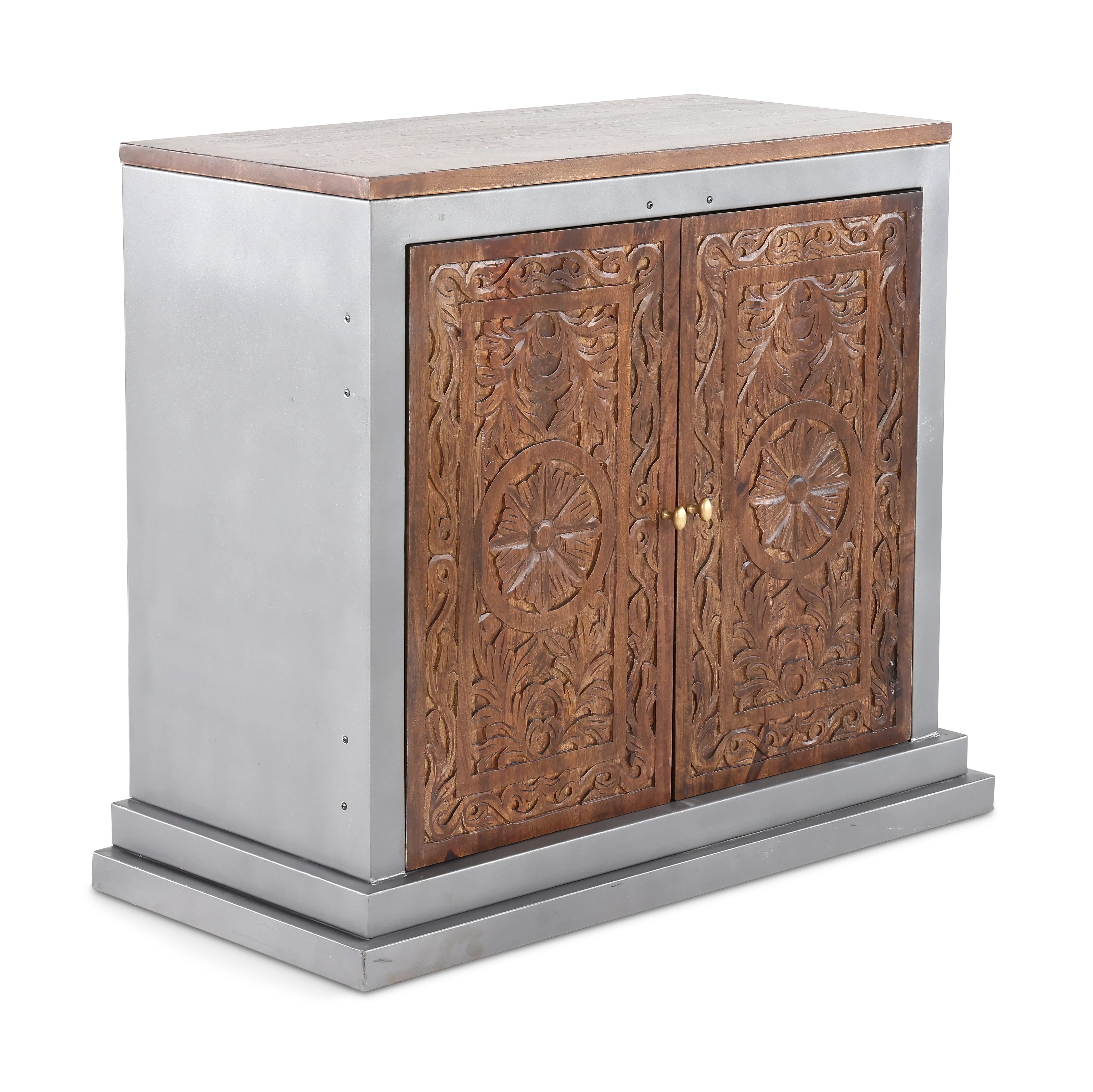 Jaxson Natural Wood and Metal 2-Door Cabinet-2
