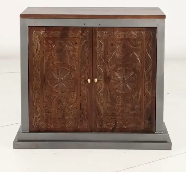 Jaxson Natural Wood and Metal 2-Door Cabinet-4