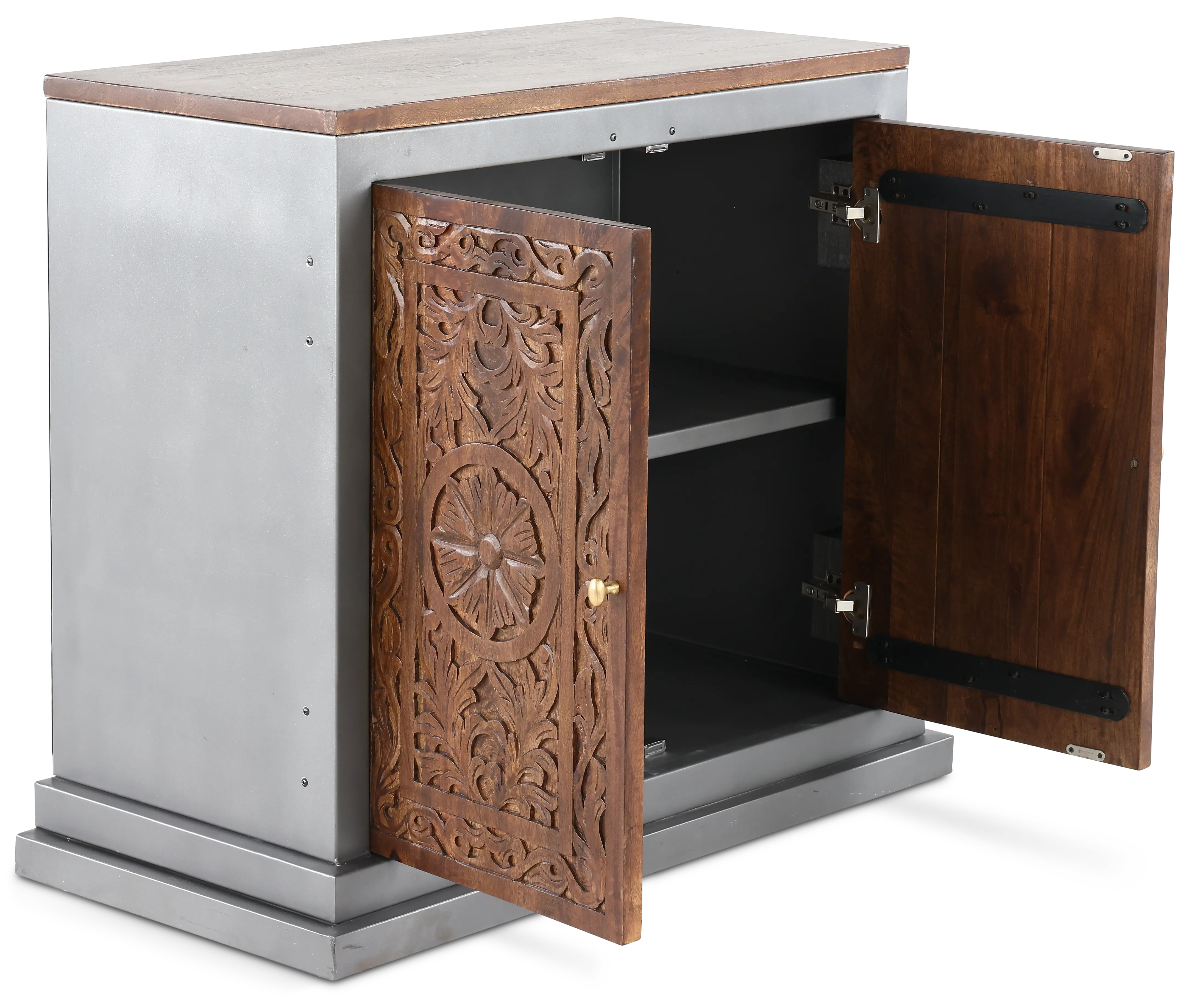 Jaxson Natural Wood and Metal 2-Door Cabinet-5