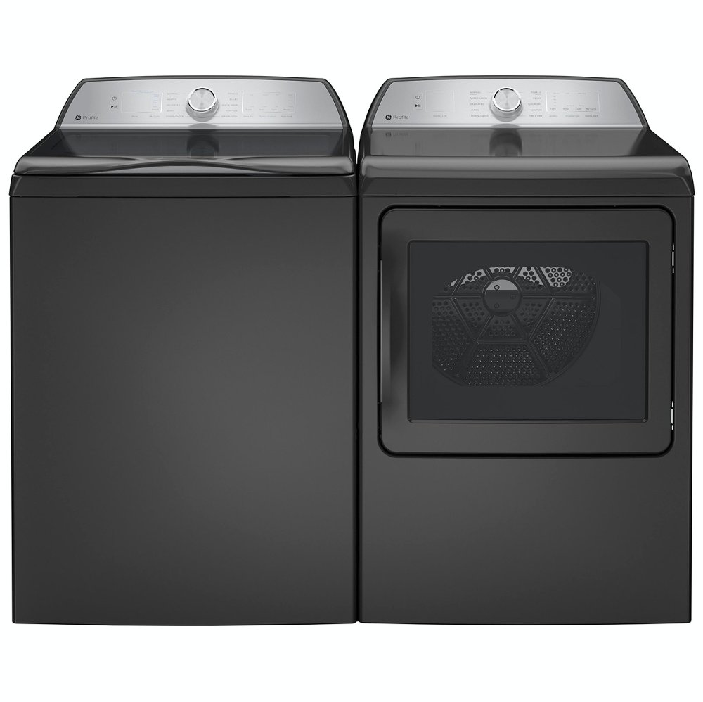 GE Profile Top Load Washer and Gas Dryer Set - Diamond Gray PT600