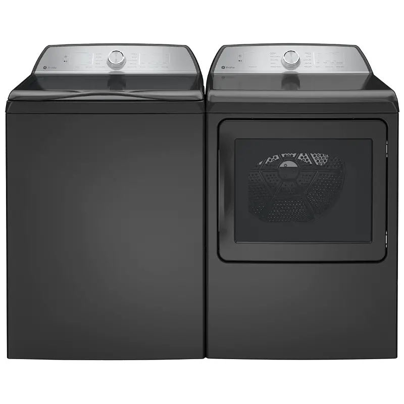 GE Profile Top Load Washer and Gas Dryer Set - Diamond Gray, PT605
