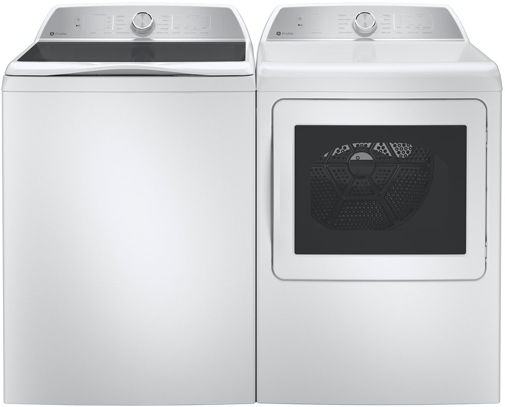 GE Profile Top Load Washer and Gas Dryer Set - White PT605