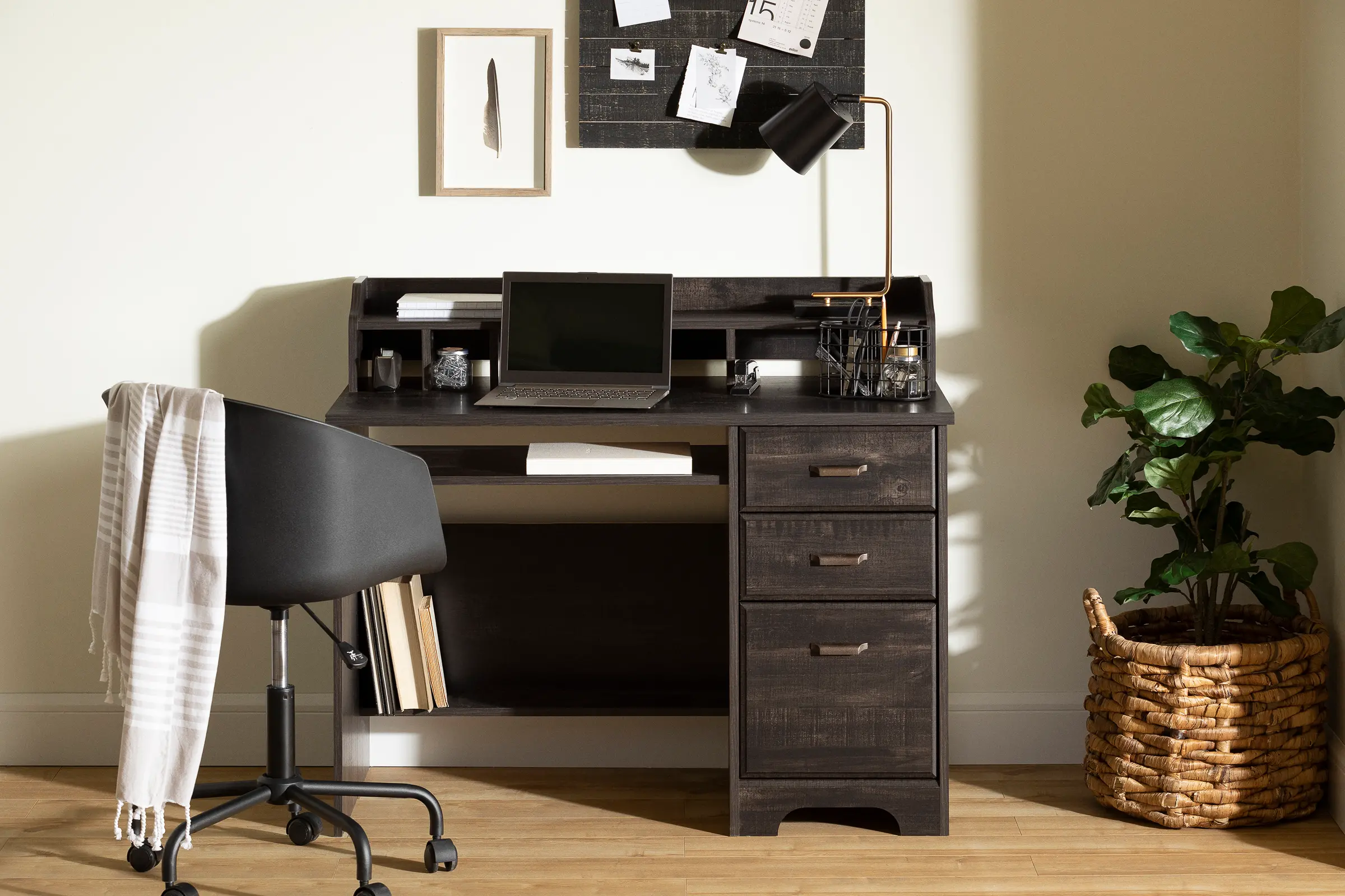 14676 Versa Black Computer Desk with Hutch-2