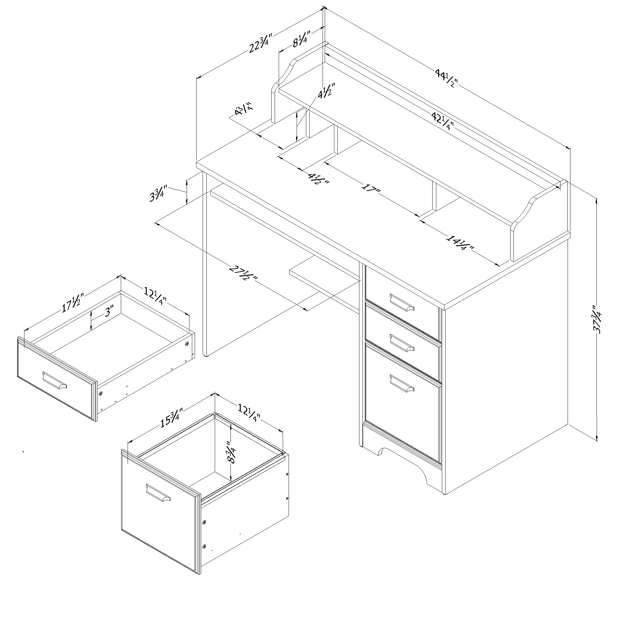14676 Versa Black Computer Desk with Hutch-3