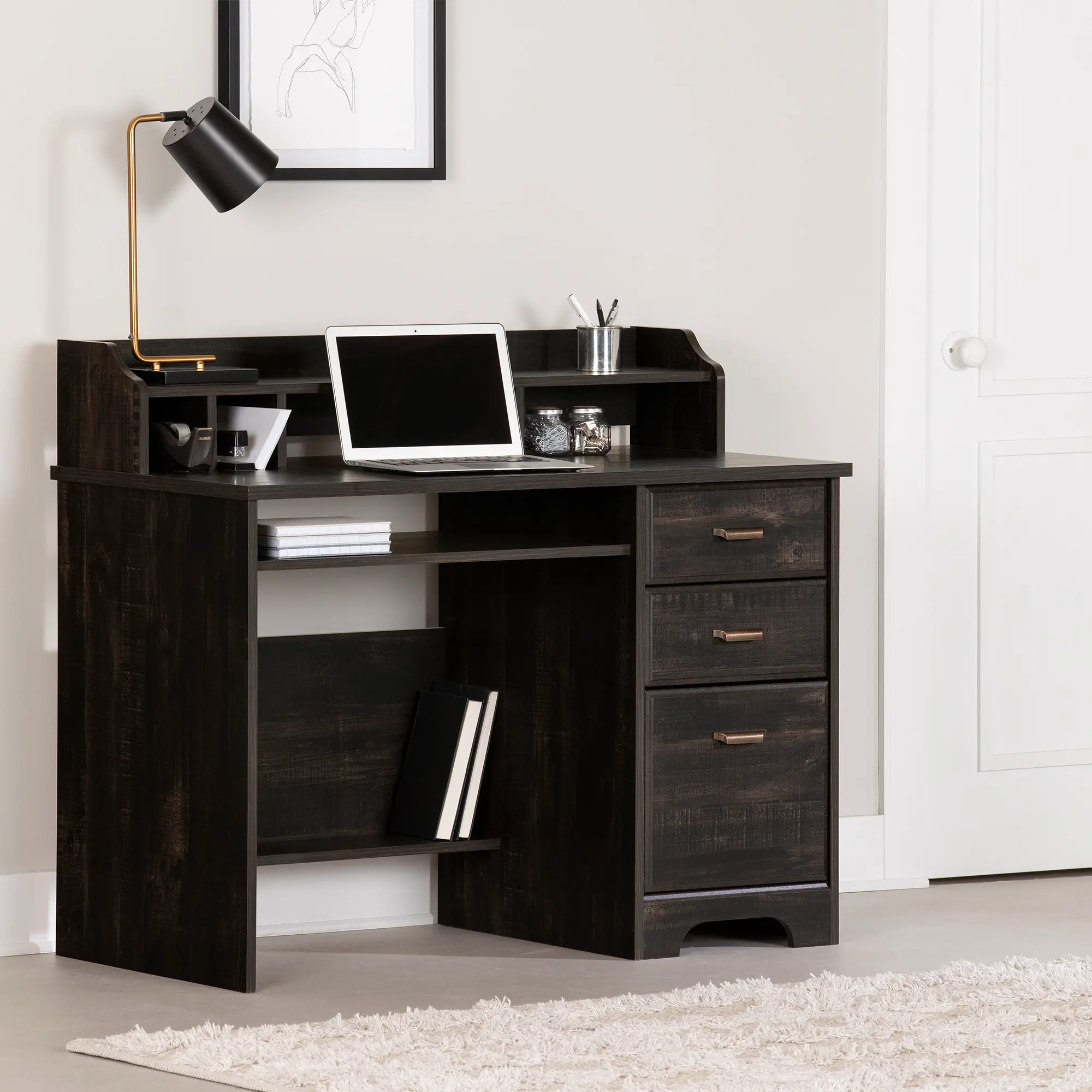 14676 Versa Black Computer Desk with Hutch-5