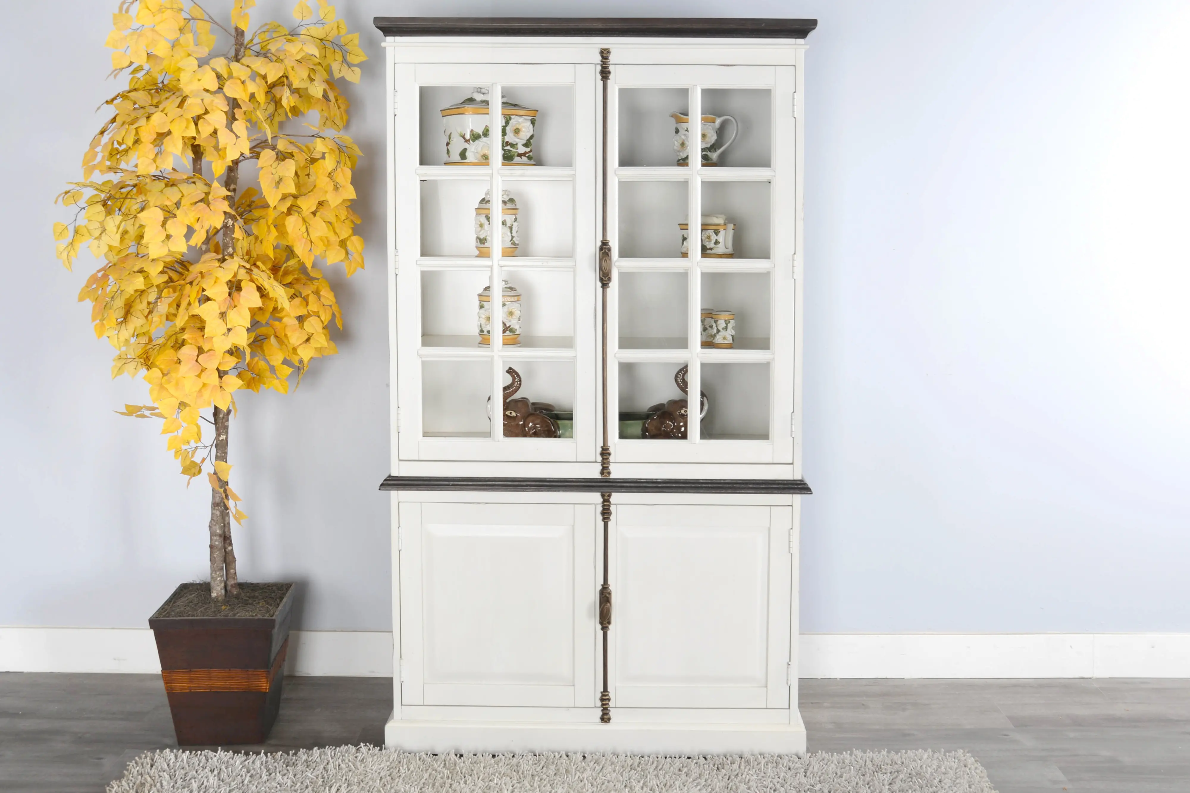 Bourbon White Display Cabinet-2