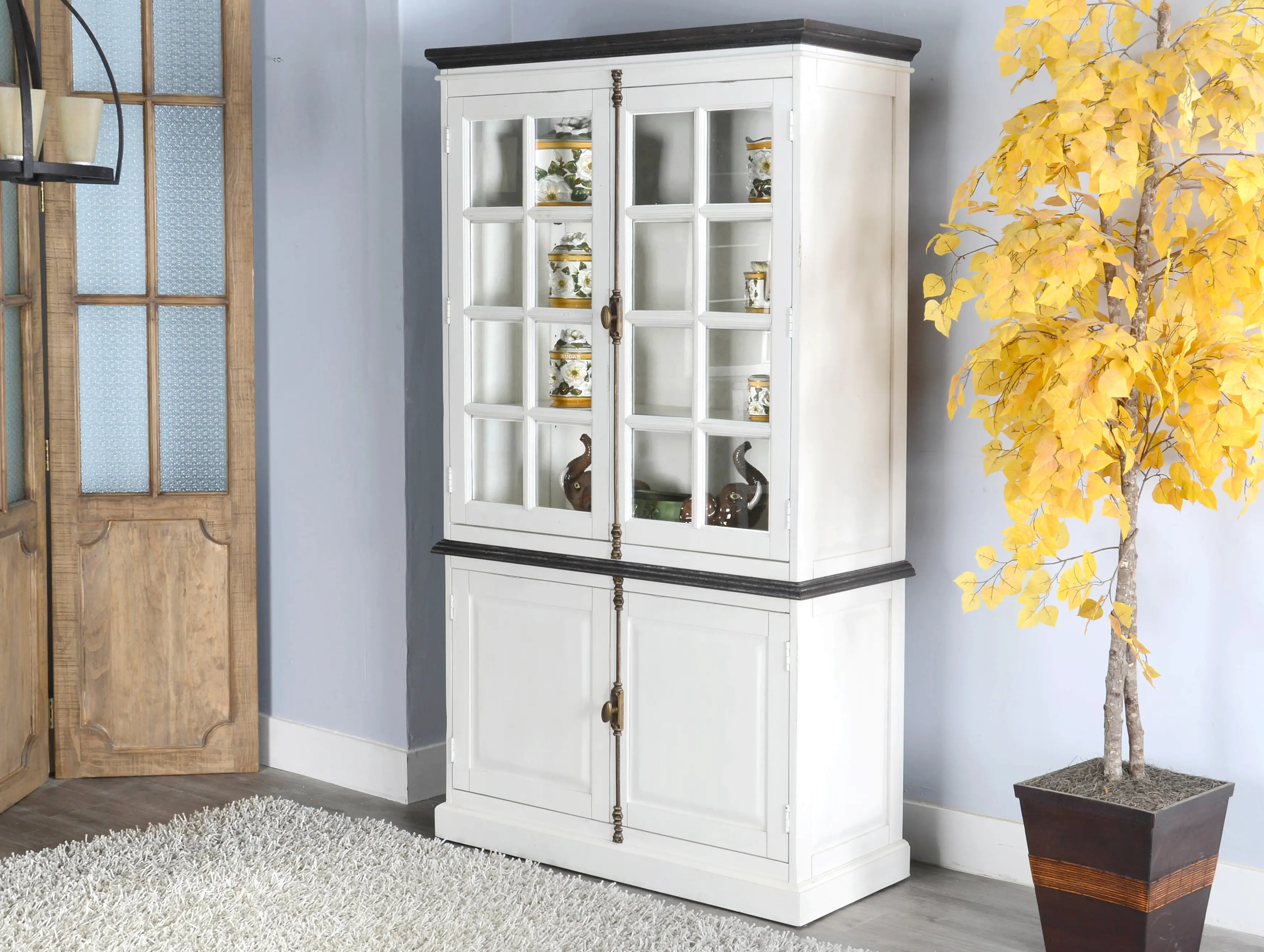 Bourbon White Display Cabinet-4