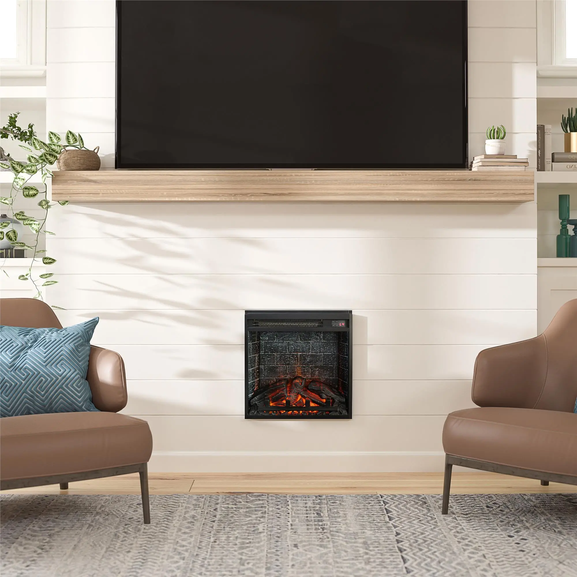 Altra Flame Black 18 inch Electric Glass Front Fireplace Insert with Remote-2