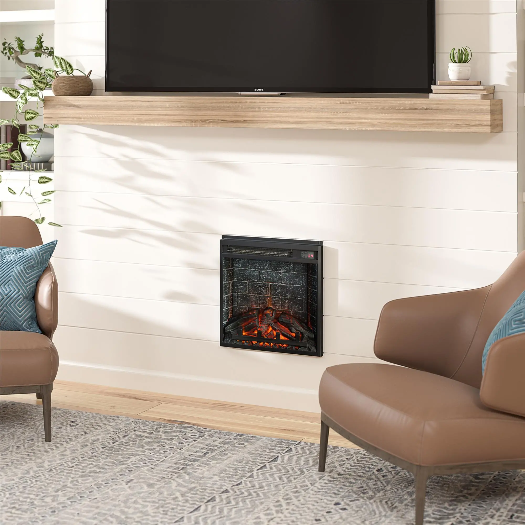 Altra Flame Black 18 inch Electric Glass Front Fireplace Insert with Remote-3