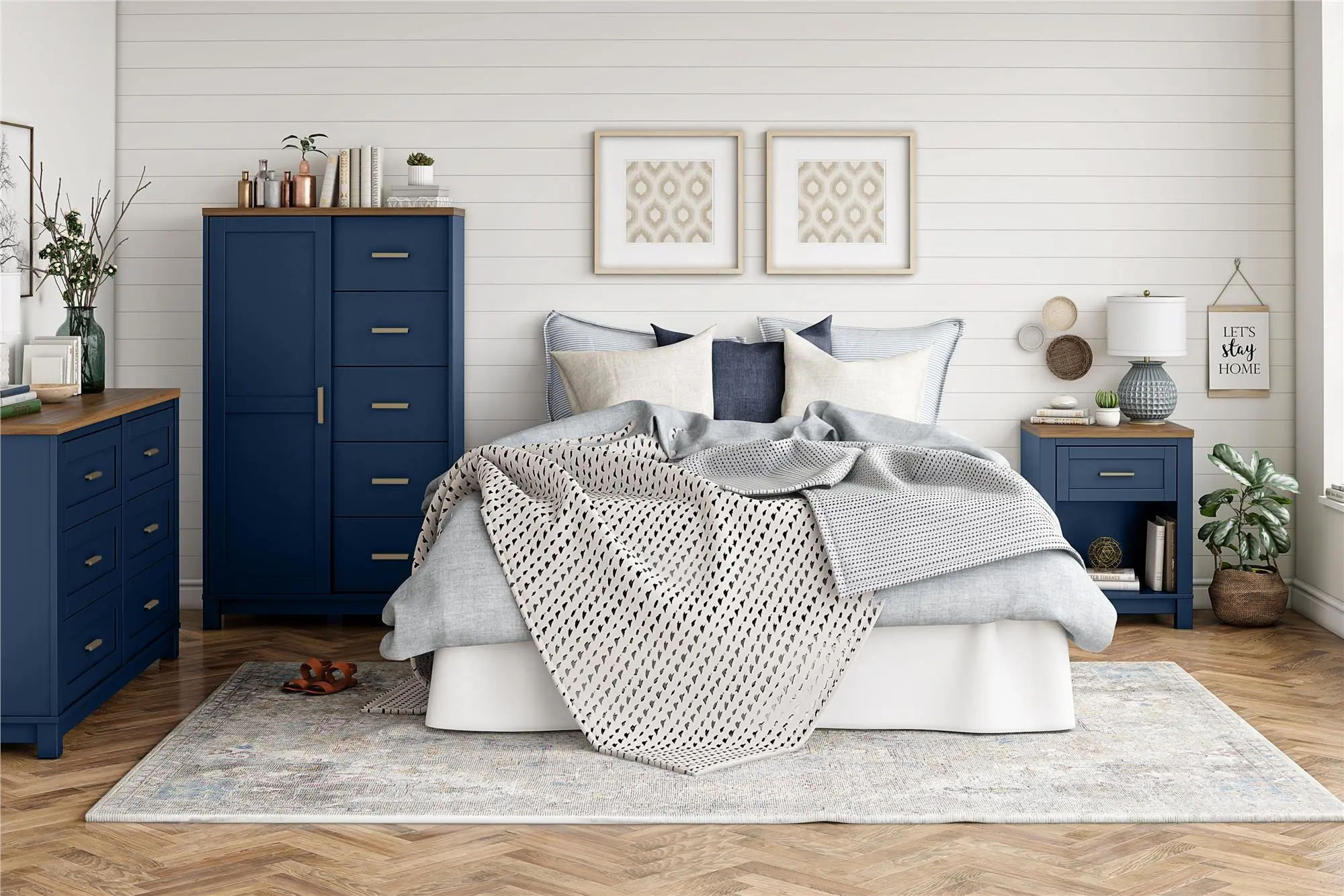 Armada Navy 4 Drawer Dresser with Walnut top-4