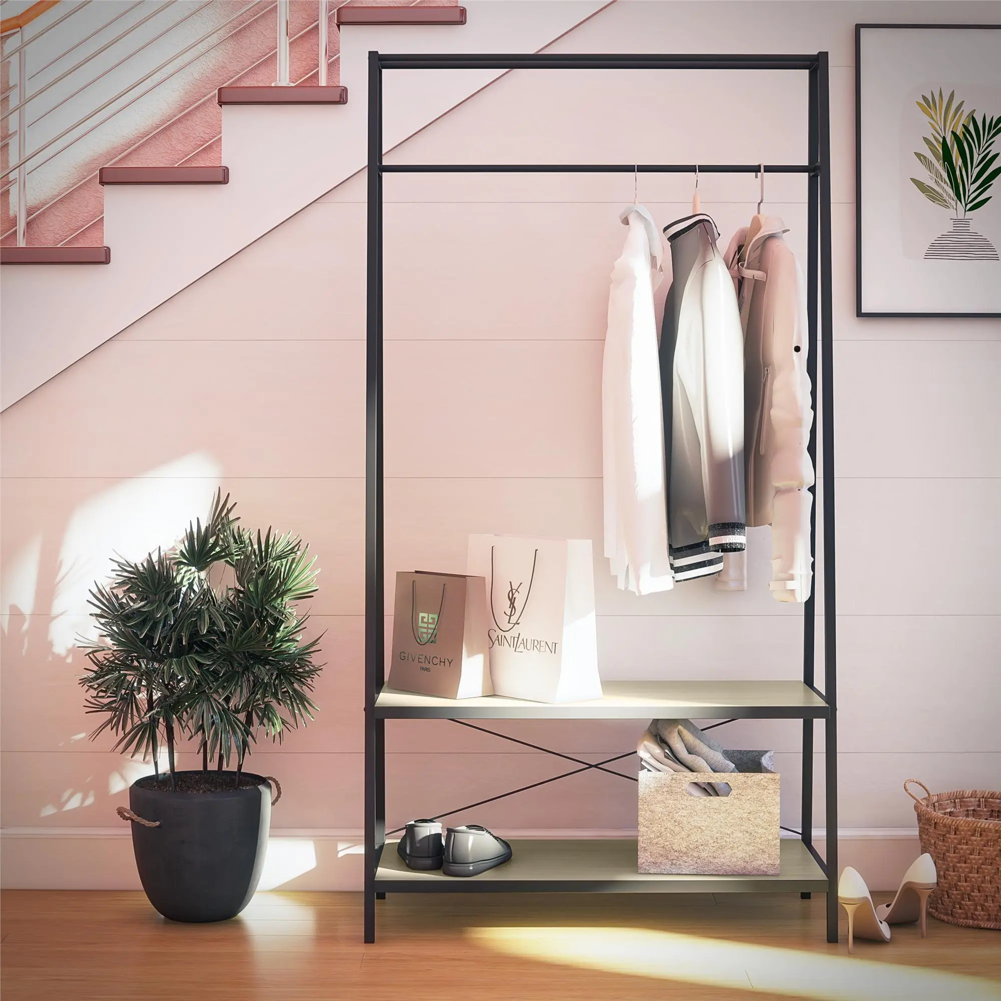 Drexel Pale Oak Closet Storage Rack-1