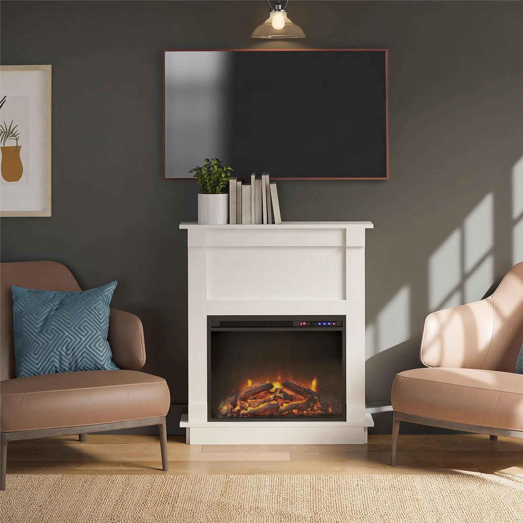 Ellsworth White Fireplace with Mantel-2