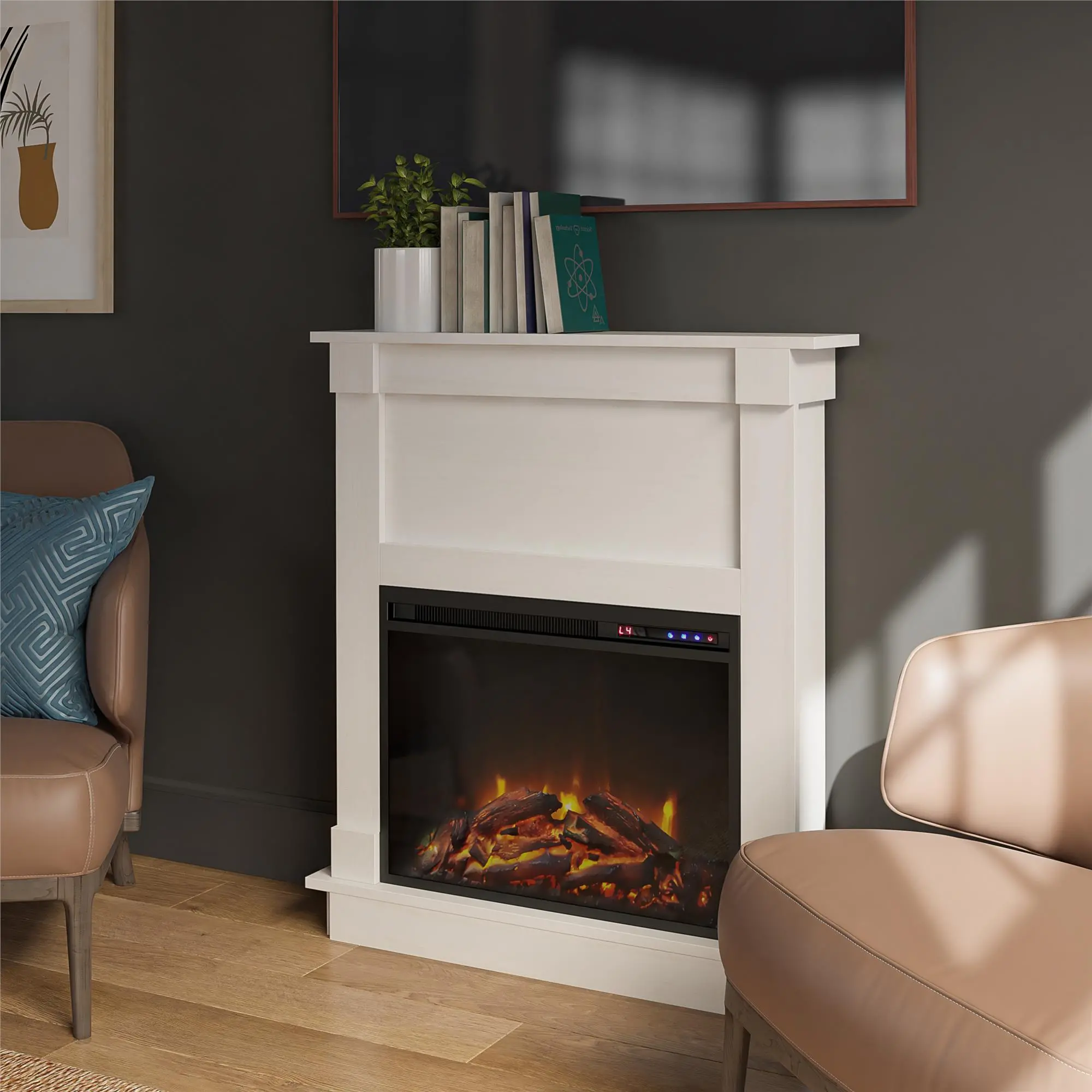 Ellsworth White Fireplace with Mantel-3