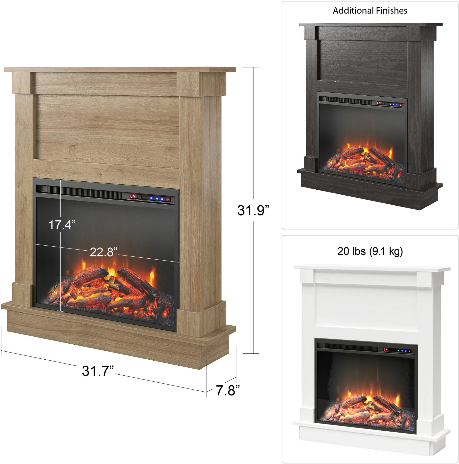 Ellsworth White Fireplace with Mantel-7