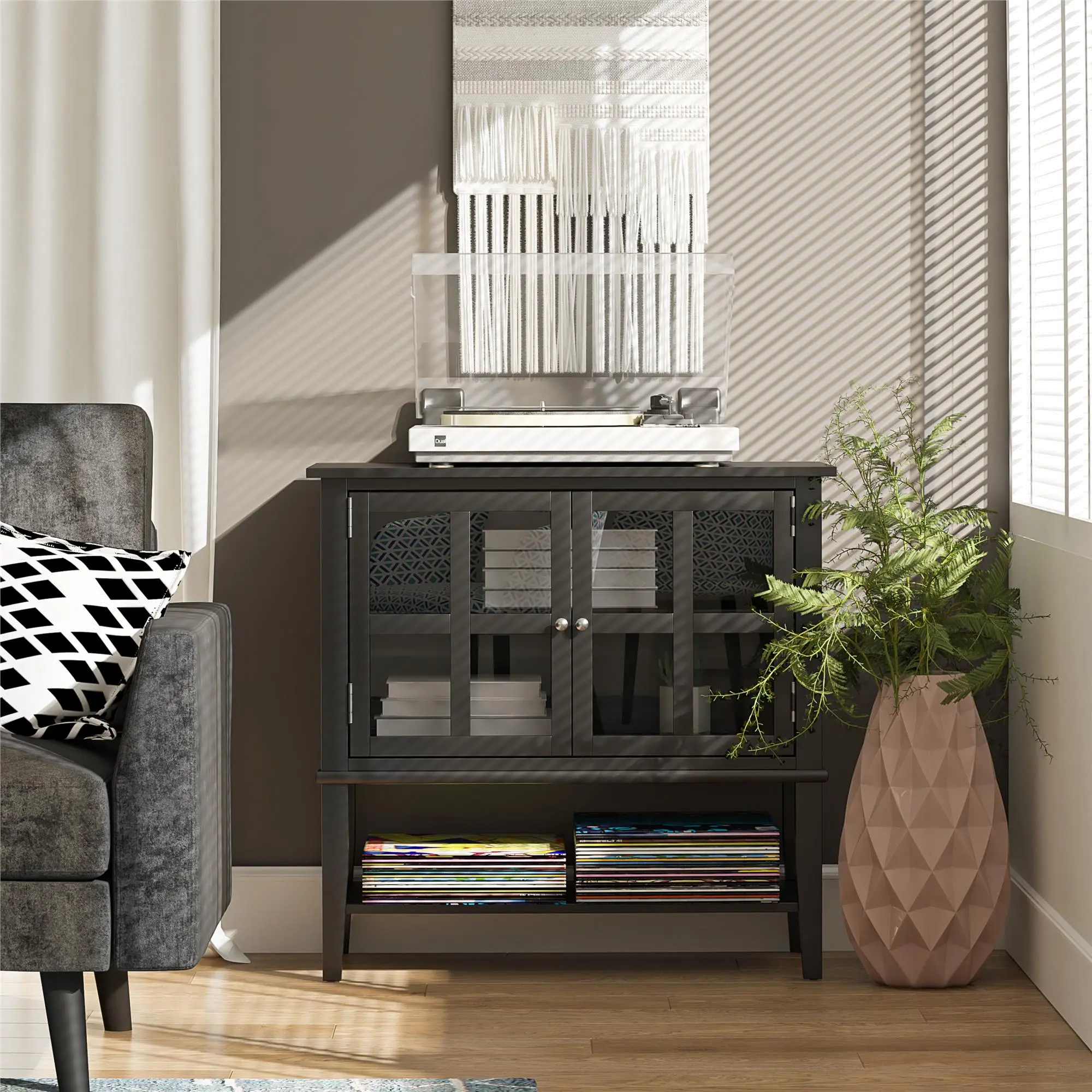 Franklin Black 2 Door Storage Cabinet-2