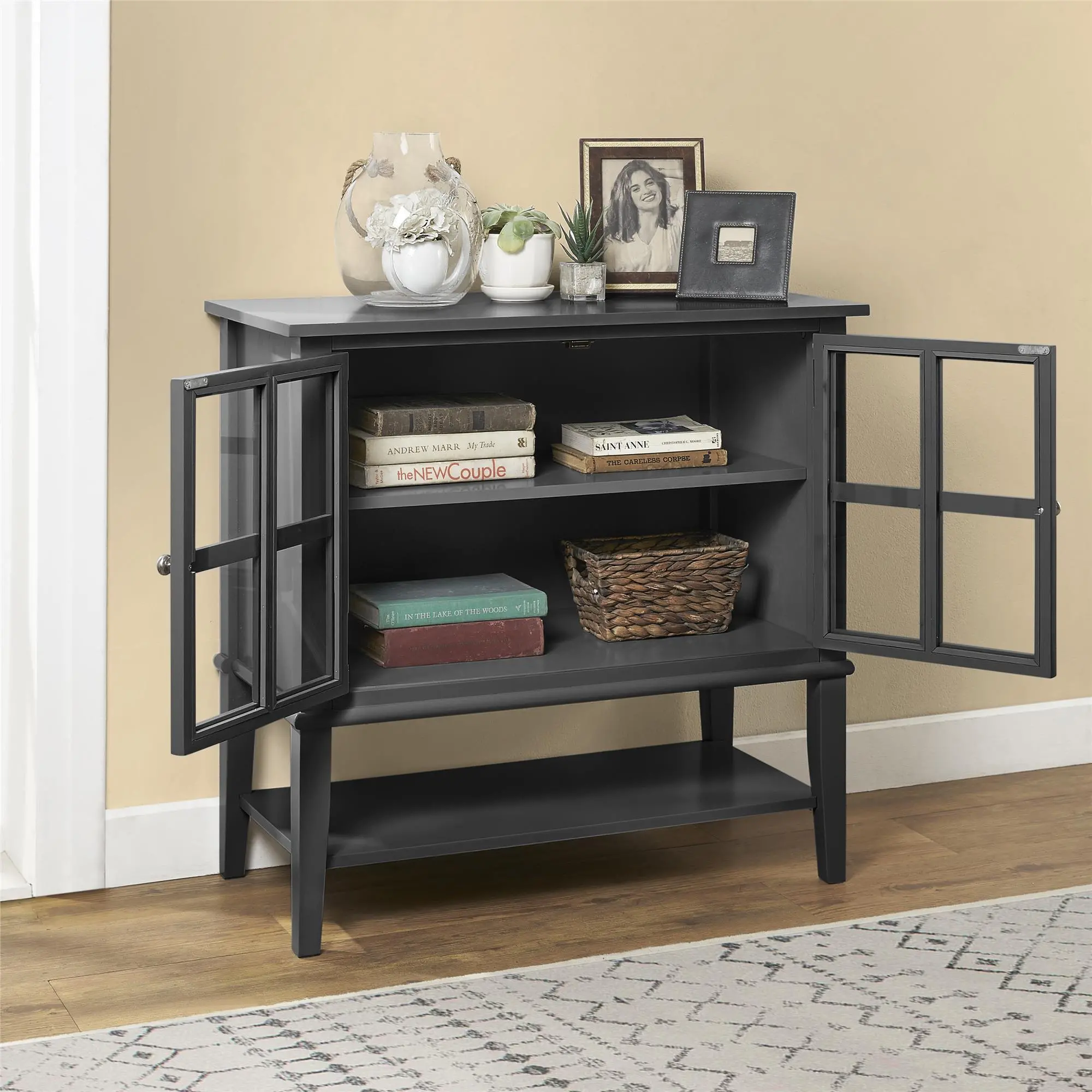 Franklin Black 2 Door Storage Cabinet-4