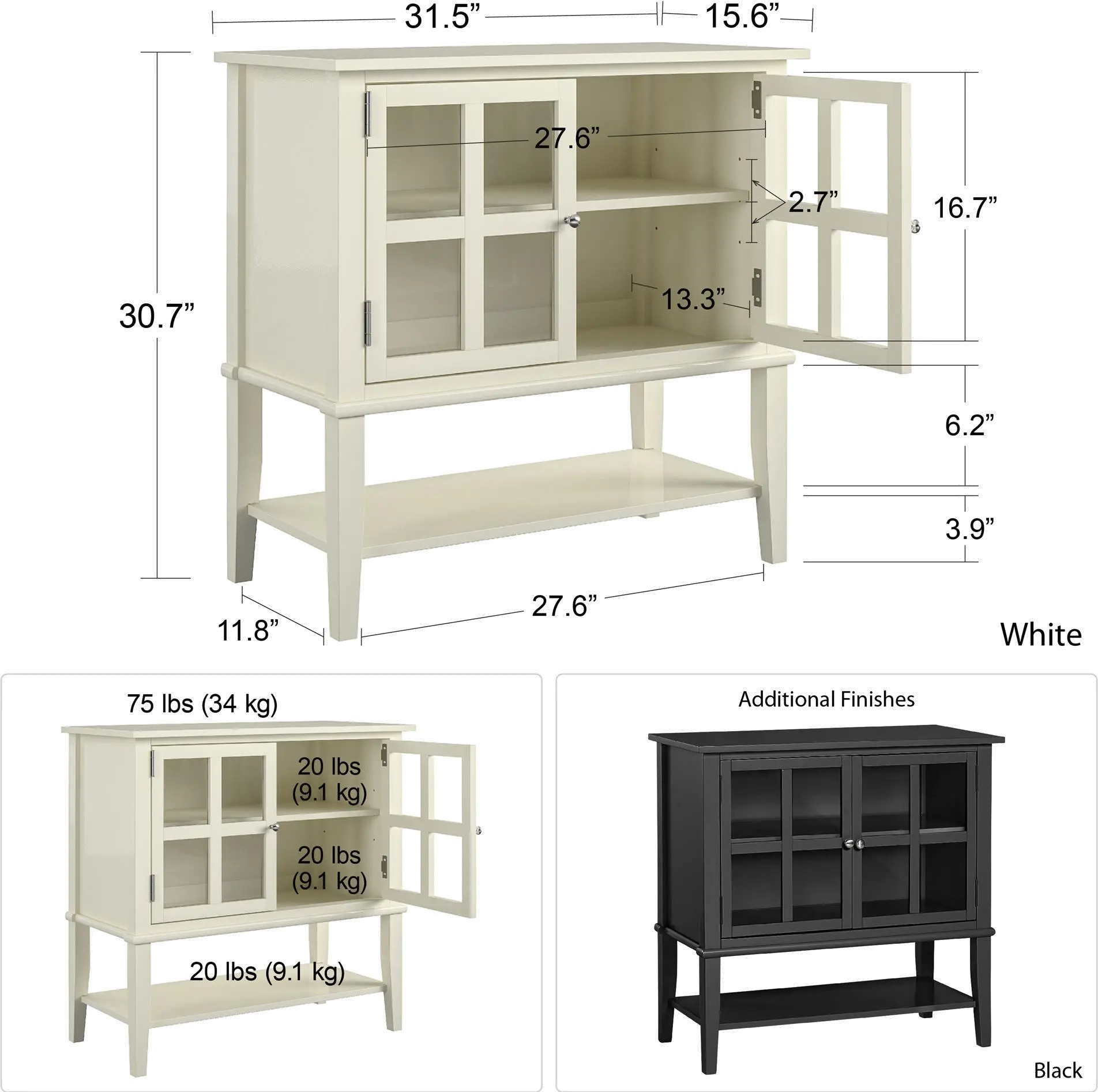 Franklin Black 2 Door Storage Cabinet-8