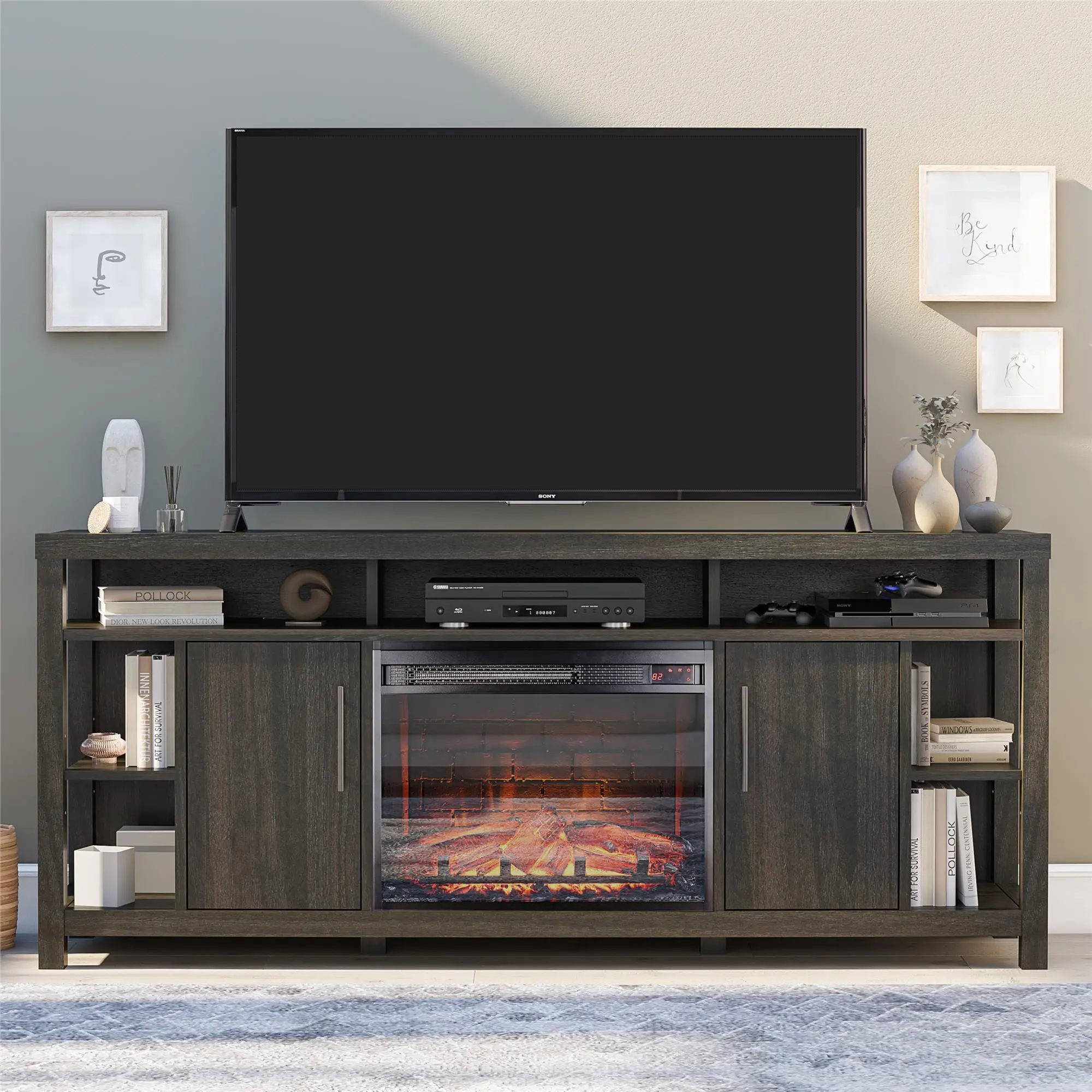 Garrick Espresso 75  Electric Fireplace TV Console-2