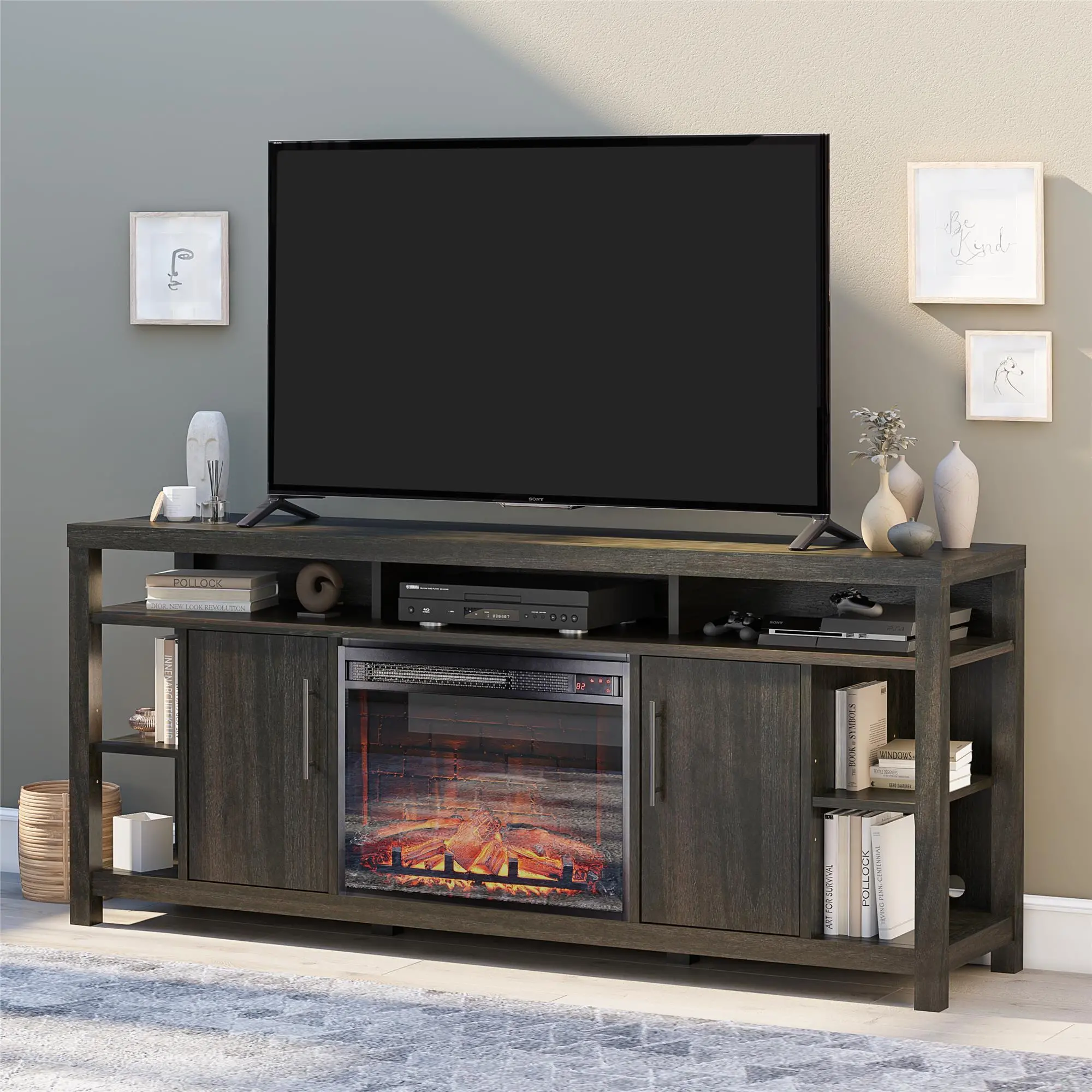 Garrick Espresso 75  Electric Fireplace TV Console-3