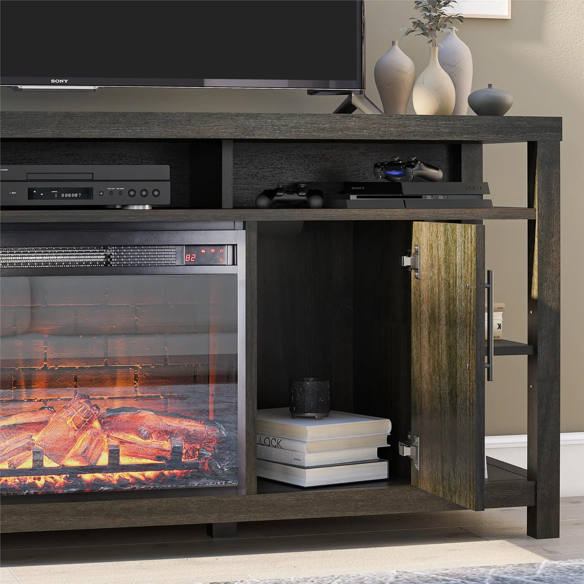 Garrick Espresso 75  Electric Fireplace TV Console-4