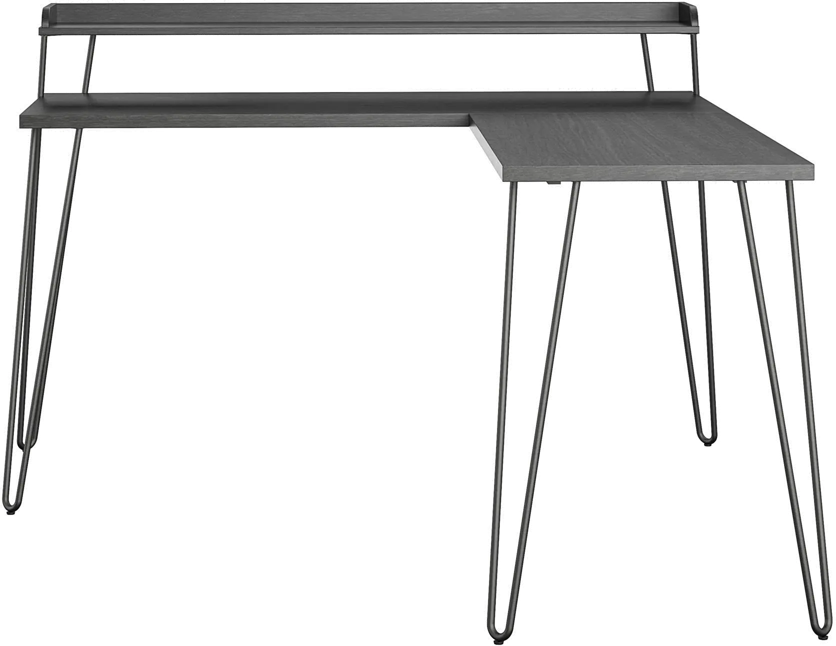 Haven Black Oak L-Shaped Desk with Riser-1