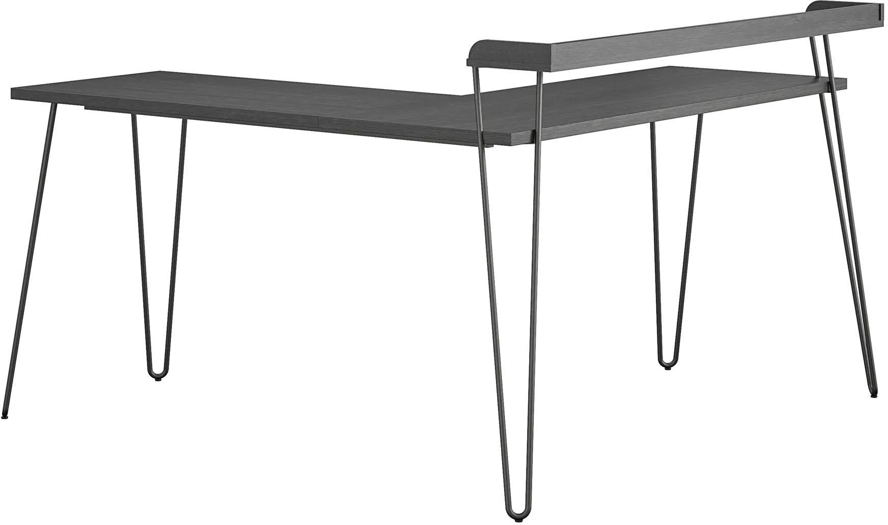 Haven Black Oak L-Shaped Desk with Riser-5