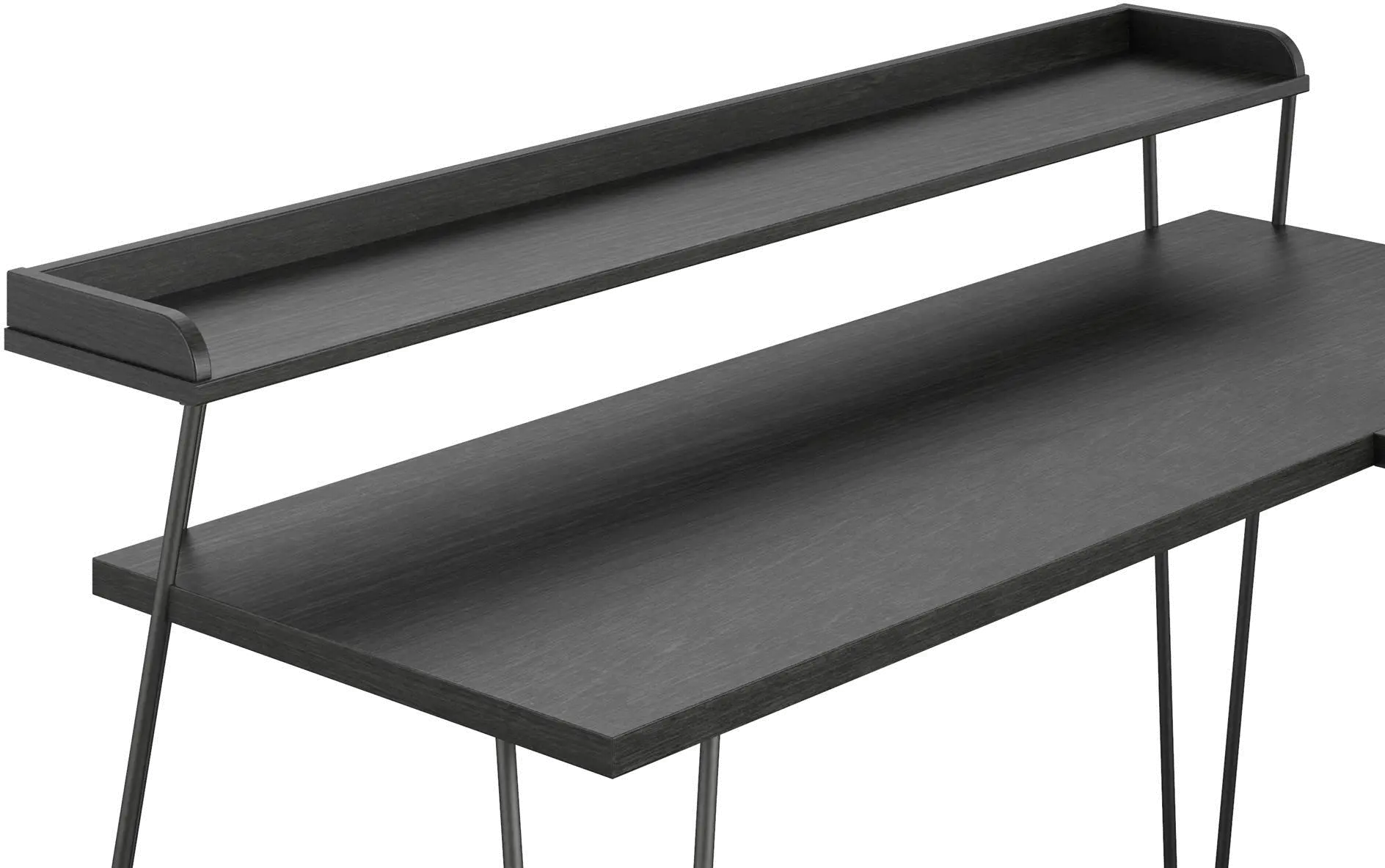 Haven Black Oak L-Shaped Desk with Riser-6
