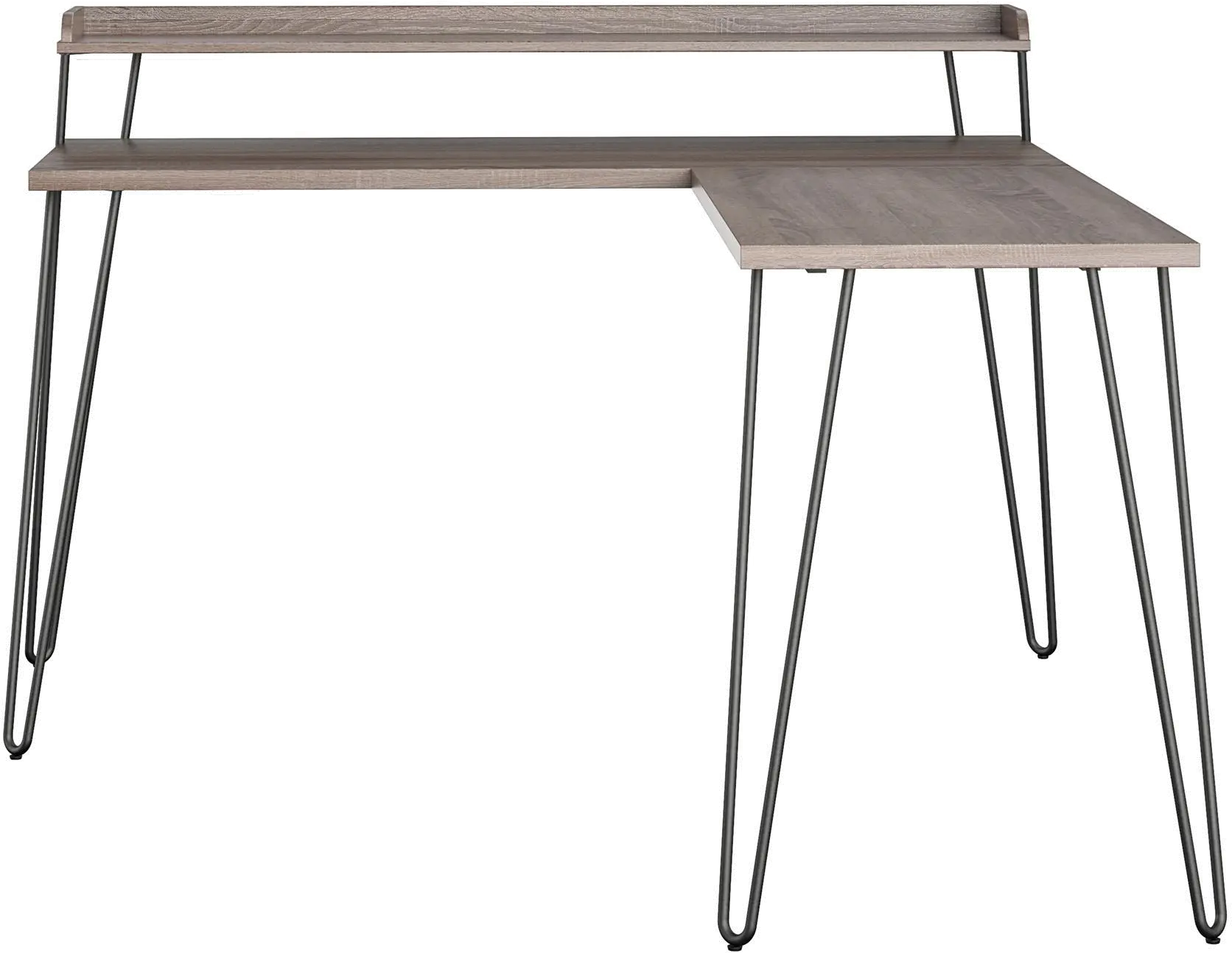 Haven Distressed Gray Oak L-Shaped Desk with Riser-1