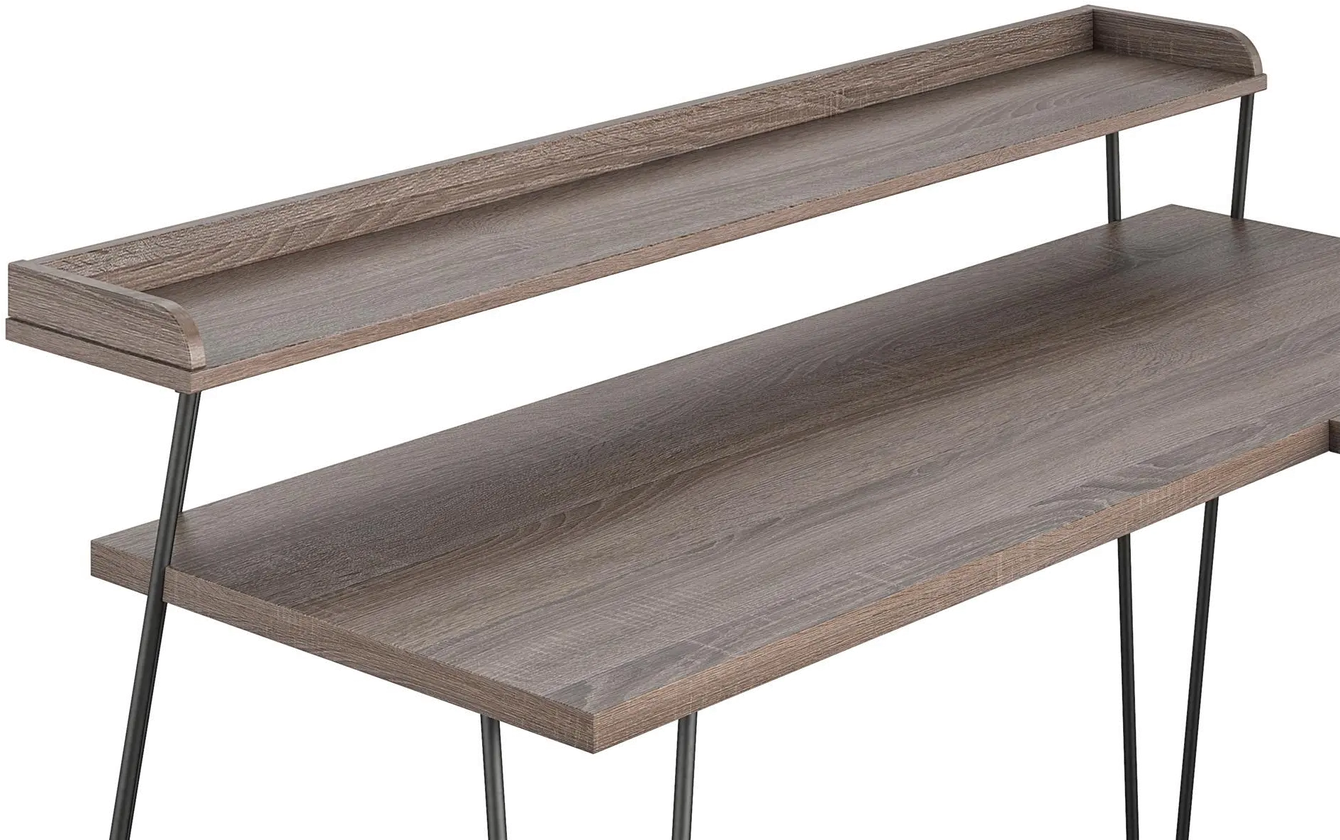 Haven Distressed Gray Oak L-Shaped Desk with Riser-5